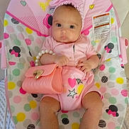 Angel a rejoint le concours — aidez-le/la à gagner de superbes lots ! accessory, baby, baby_chair, child, clothing, colorful, cute, headband, indoor, infant, mickey_mouse, minnie_mouse, person, pink, polka_dots, portrait, purse, sitting, sock, toy
