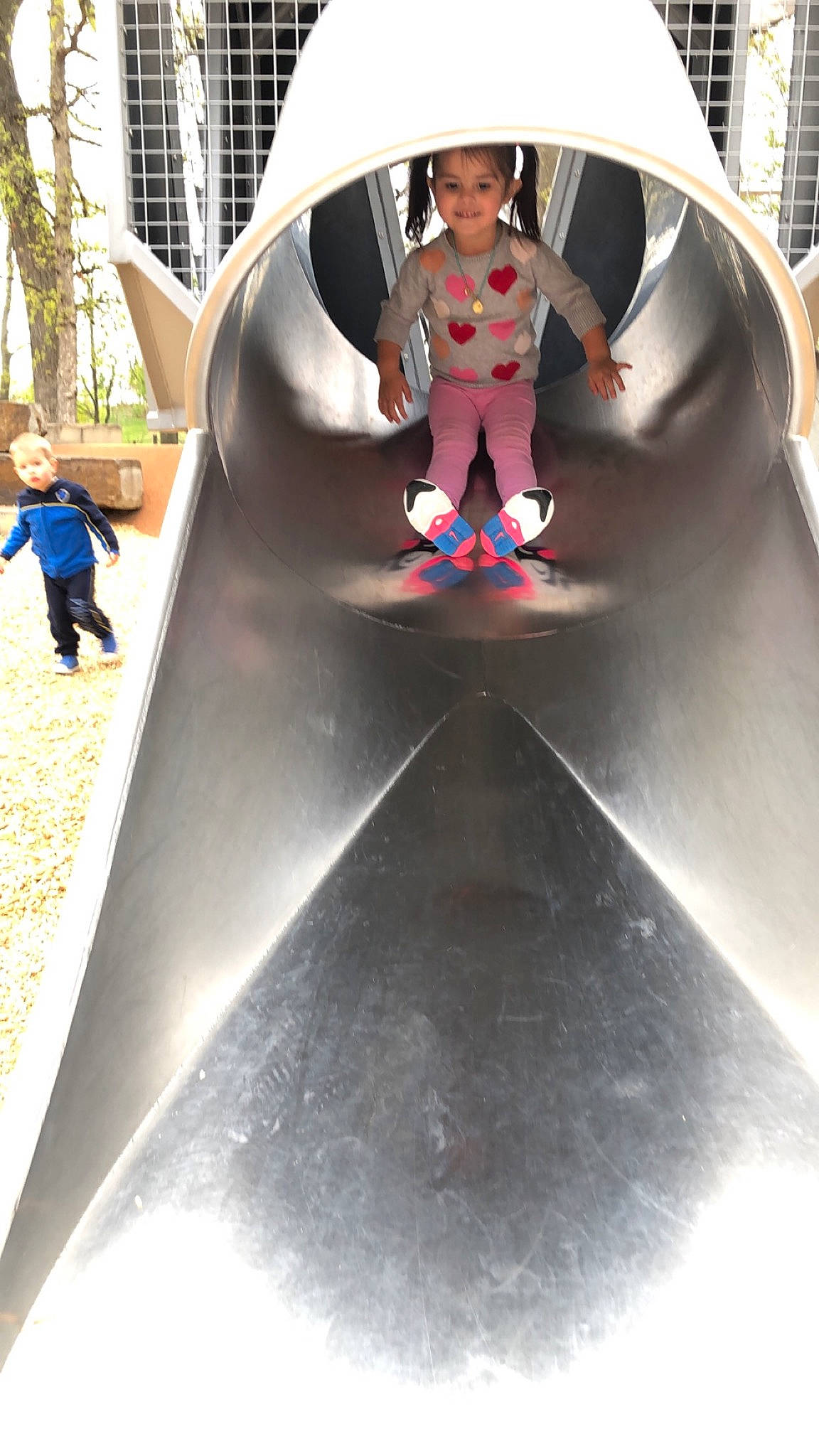 Addalynn joined the competition — help win amazing prizes! asphalt, chute, city, composite_material, concrete, fun, games, hat, joy, leisure, outdoor_play_equipment, person, play, playground, playground_slide, recreation, shade, shorts, snapshot, sun_hat
