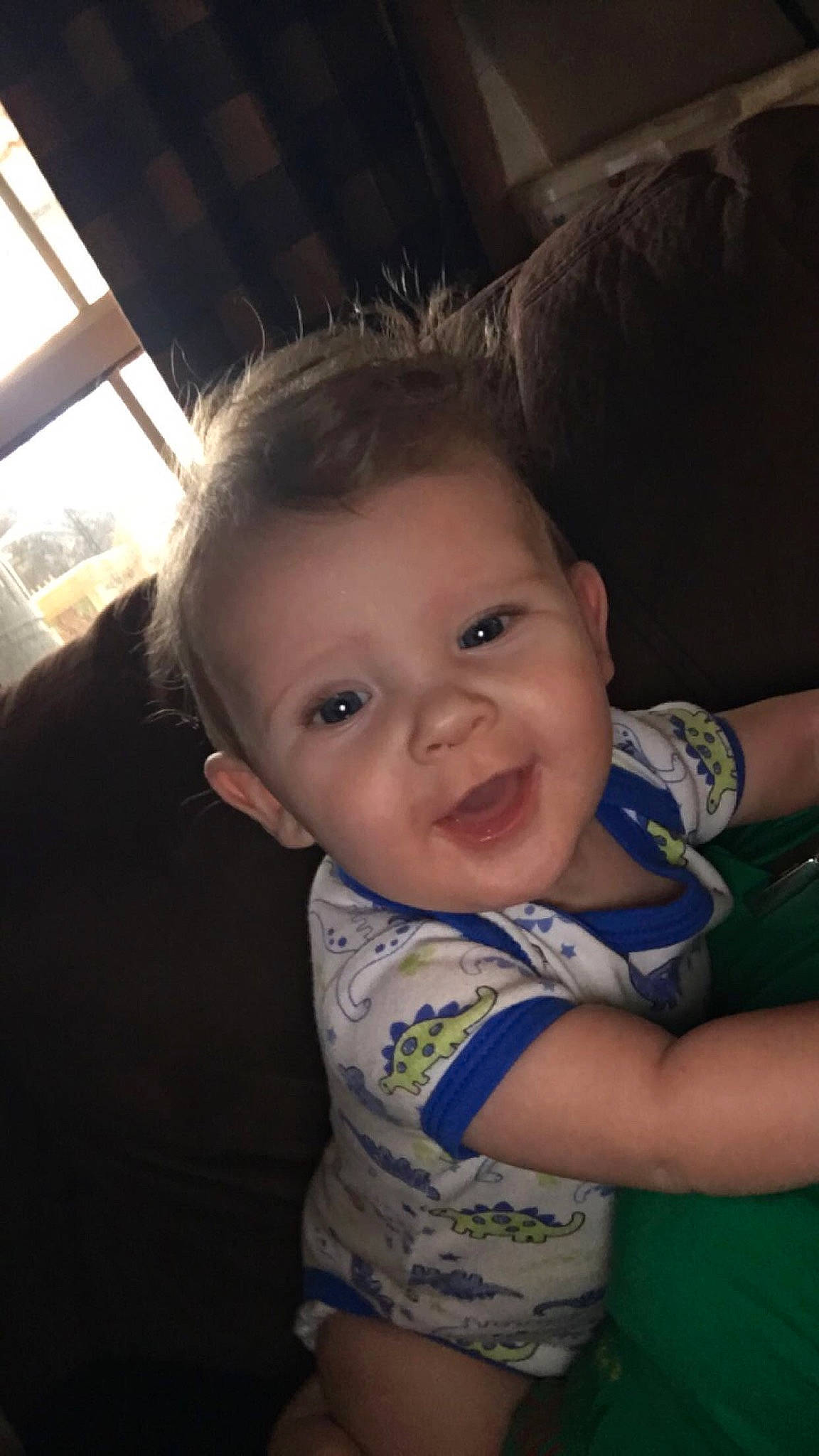 Tayson is registered to the contest to win money with this photo: arm, baby, baby_toddler_clothing, blond, cheek, ear, eyebrow, flash_photography, forehead, fun, gesture, happy, iris, lip, neck, nose, person, smile, t_shirt, toddler