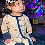 Ryder is registered to the contest to win money with this photo: baby, backwards_cap, cap, carpet, child, christmas_tree, colorful_lights, curly_hair, cute, expression, foot, hand, hat, holiday_lights, indoors, infant, pajamas, portrait, sitting, soft_texture