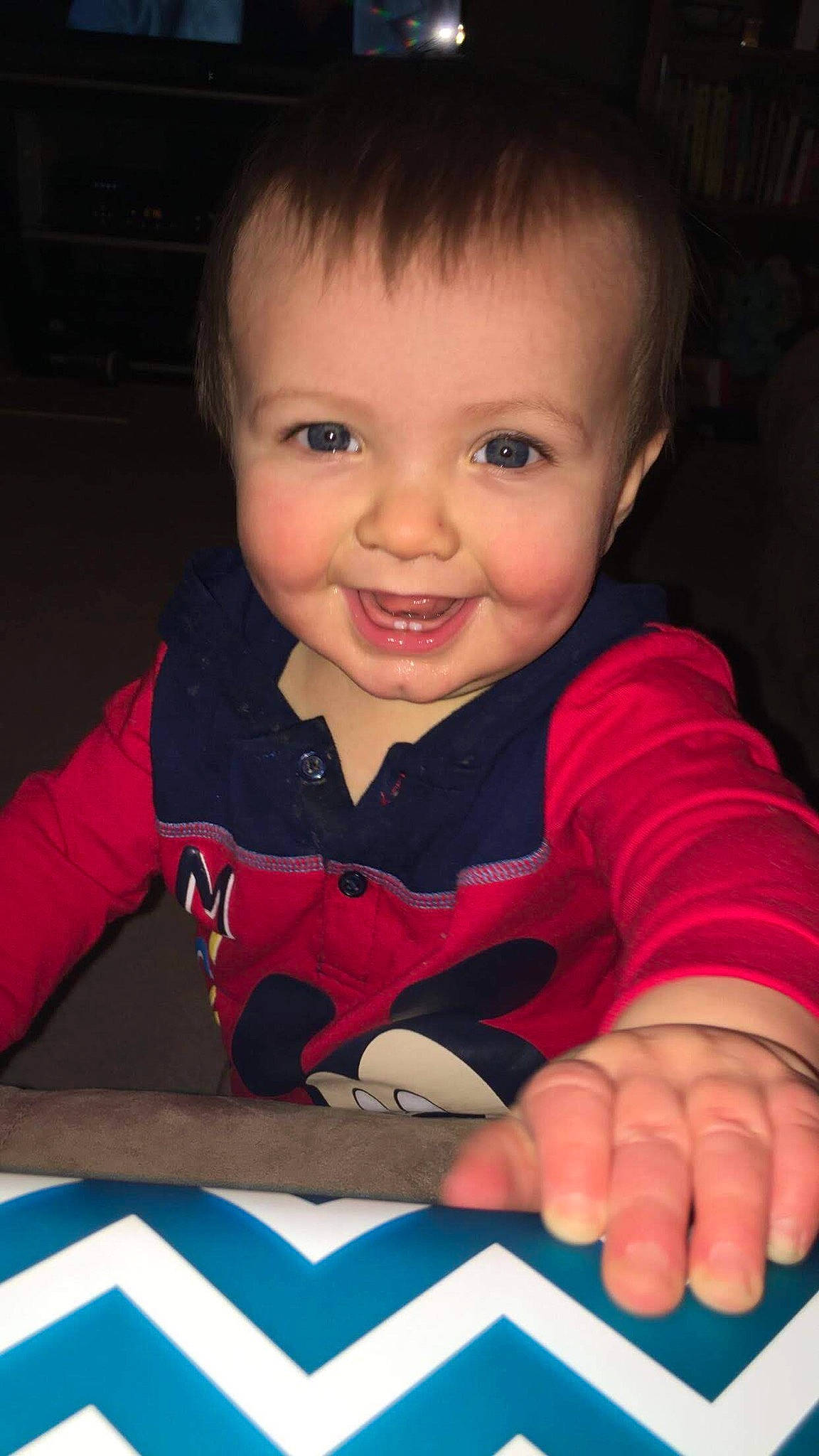 Gavin is registered to the contest to win money with this photo: baby, cheek, child, chin, eye, face, facial_expression, finger, forehead, fun, hand, head, iris, joy, lip, mouth, nose, person, skin, smile