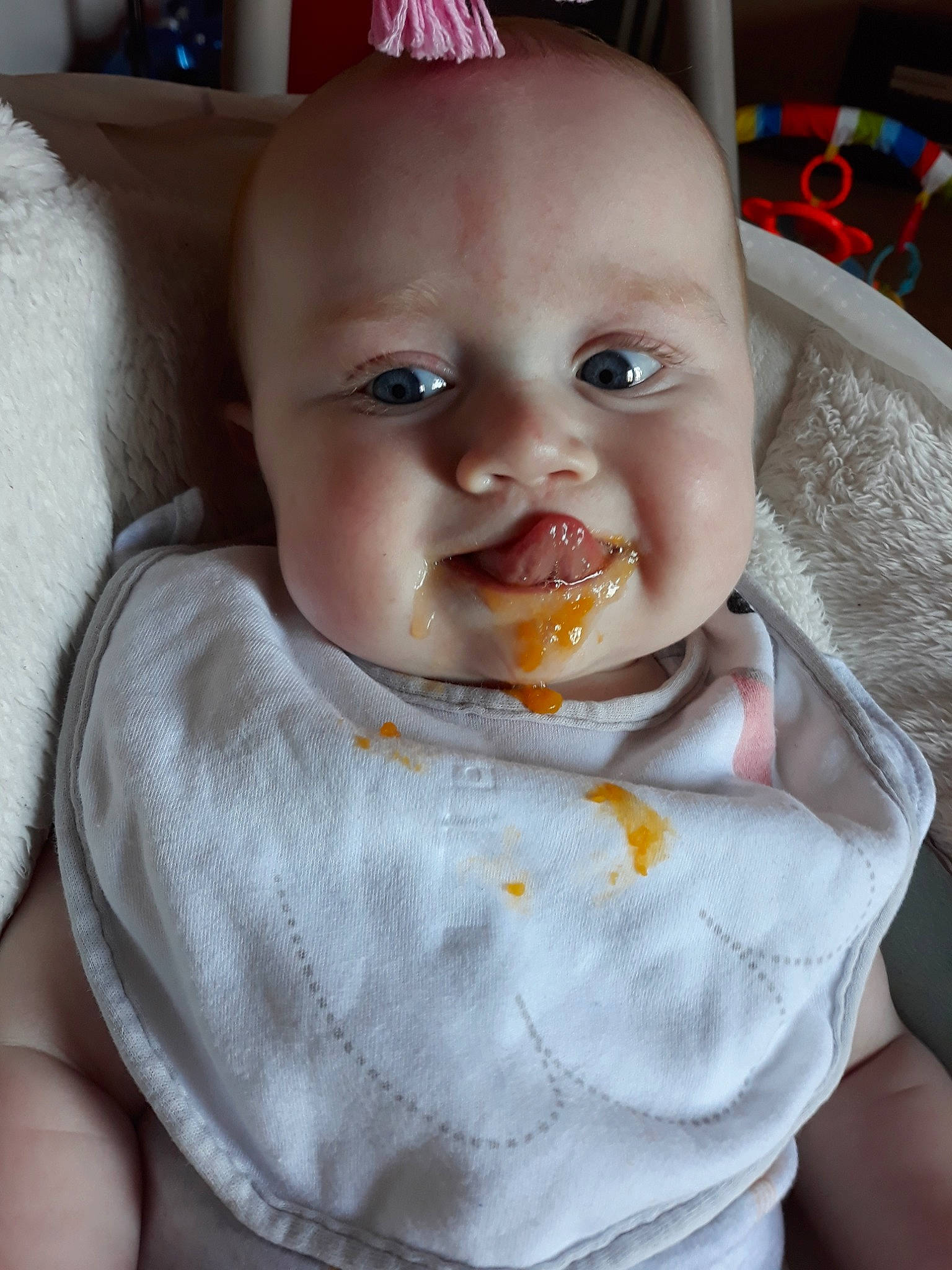 Aylah is registered to the contest to win money with this photo: baby, baby_food, cheek, child, eating, eye, face, food, head, lip, mouth, nose, person, skin, smile, toddler