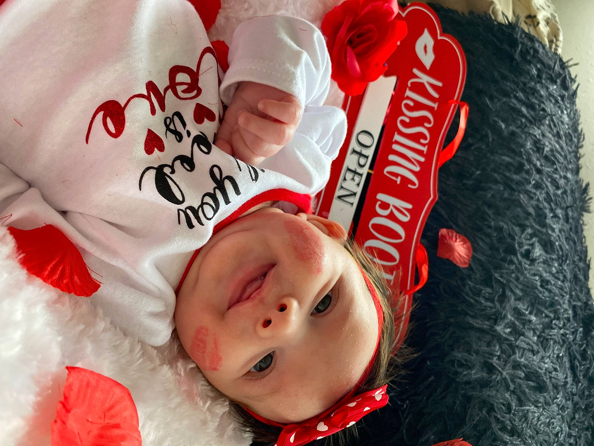 Laurel is registered to the contest to win money with this photo: baby, beauty, carmine, cheek, child, chin, christmas, event, eyelash, font, fun, happy, headwear, holiday, lip, person, product, red, sleeve, smile