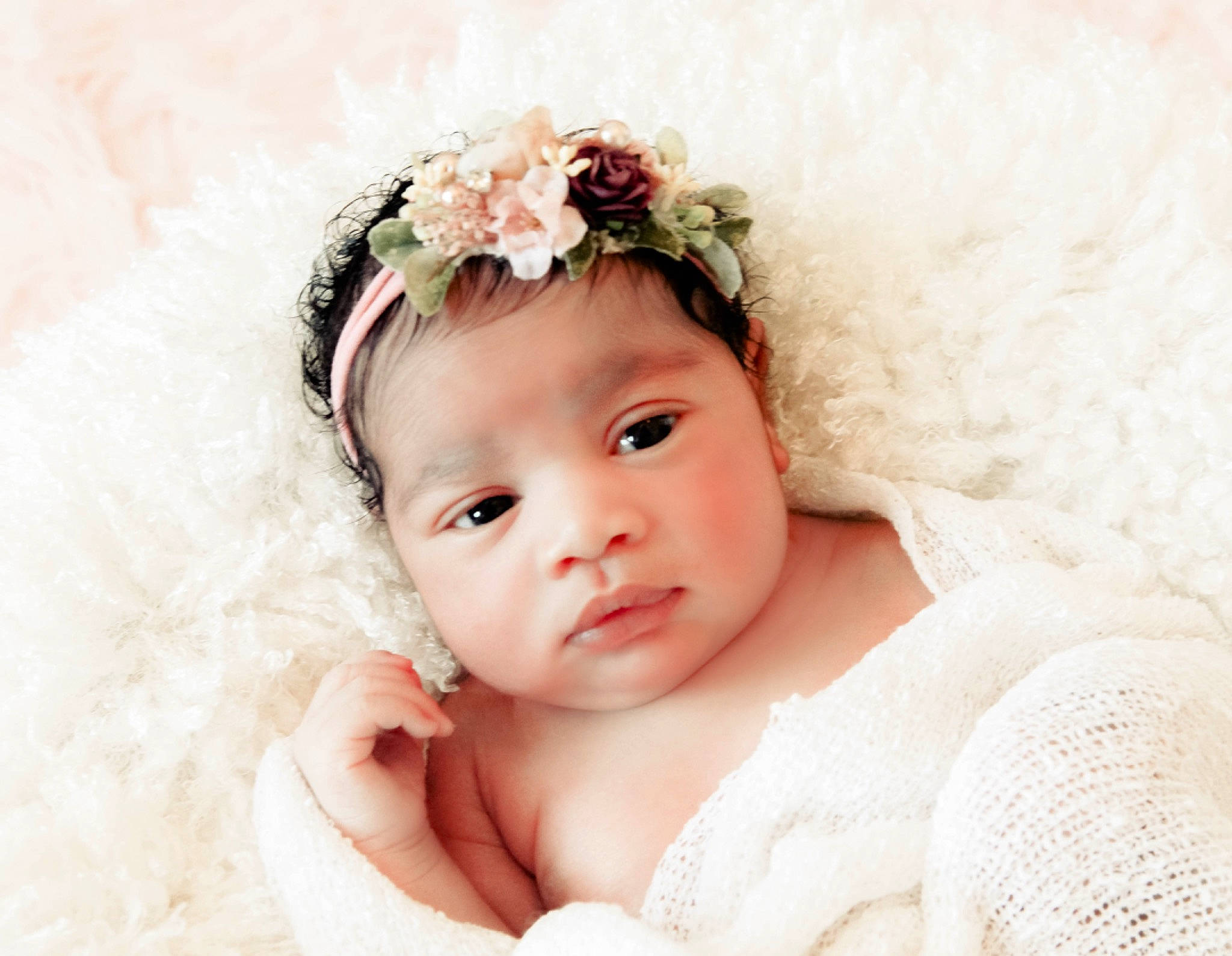 Syrenity joined the competition — help win amazing prizes! baby, baby_sleeping, beauty, child, child_model, crown, fashion_accessory, flower, fur, hair_accessory, headband, headgear, headpiece, headwear, person, photograph, photography, pink, skin, smile
