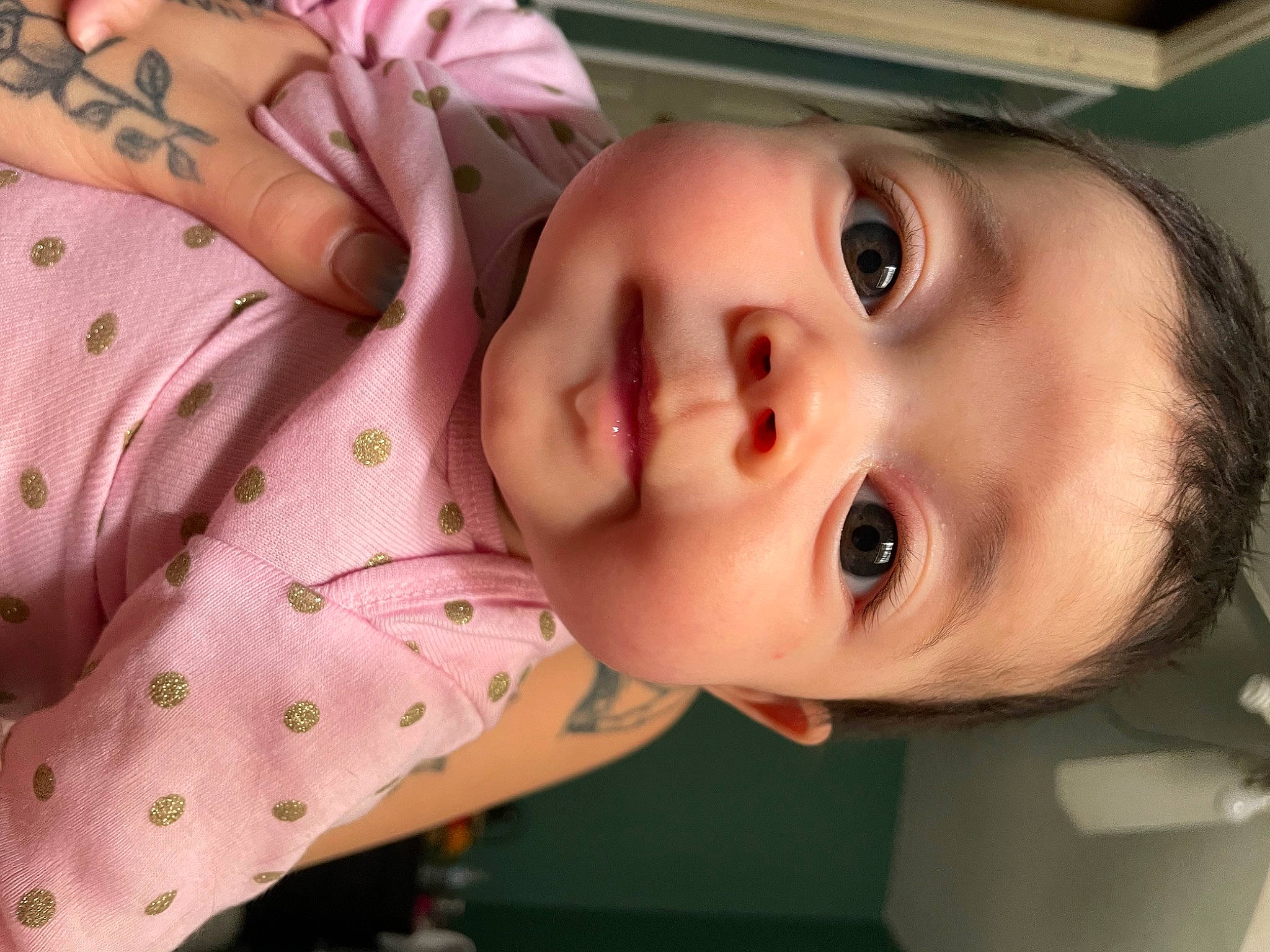 Nyleza is registered to the contest to win money with this photo: baby, cheek, chin, dress, eye, eyebrow, eyelash, facial_expression, forehead, human_body, iris, lip, mouth, nose, person, pink, plant, skin, smile, toddler