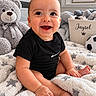 Jaysel is registered to the contest to win money with this photo: baby, child, smiling, sitting, portrait, indoor, blanket, teddy_bear, stuffed_animals, soccer_ball, black_shirt, nursery, bedroom, home_decor, soft_lighting, happy, face, infant, toy, photography