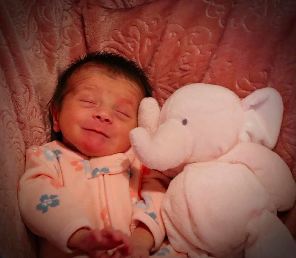 Raelynn Norris is registered to the contest to win money with this photo: baby, baby_products, baby_toddler_clothing, baby_toys, cheek, long_sleeved_t_shirt, organ, peach, person, pink, plush, skin, stuffed_toy, textile, toy