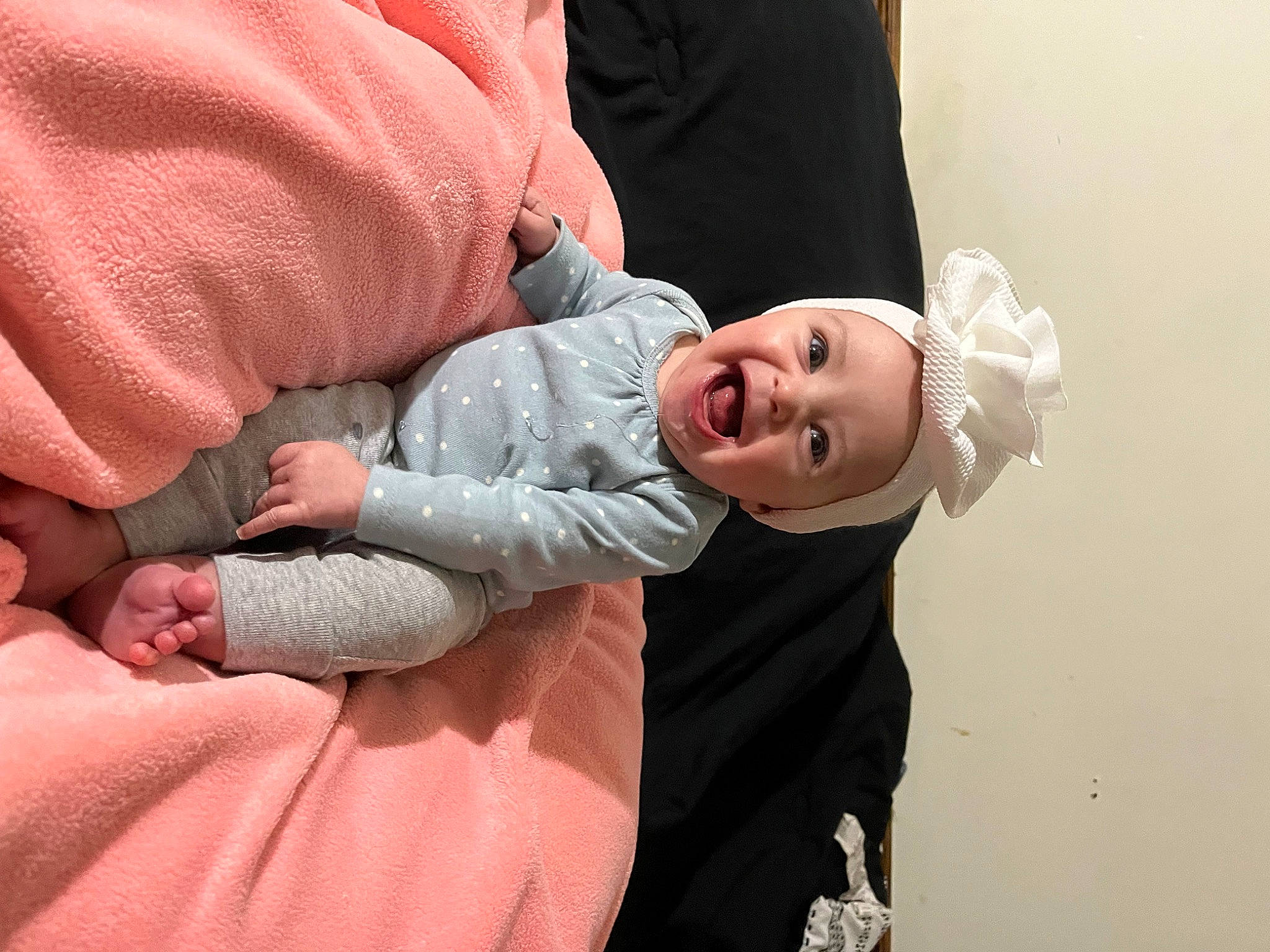 Oakleigh is registered to the contest to win money with this photo: arm, baby, baby_toddler_clothing, child, comfort, elbow, event, finger, gesture, hand, happy, headwear, human, joint, leg, nail, person, skin, sleeve, smile