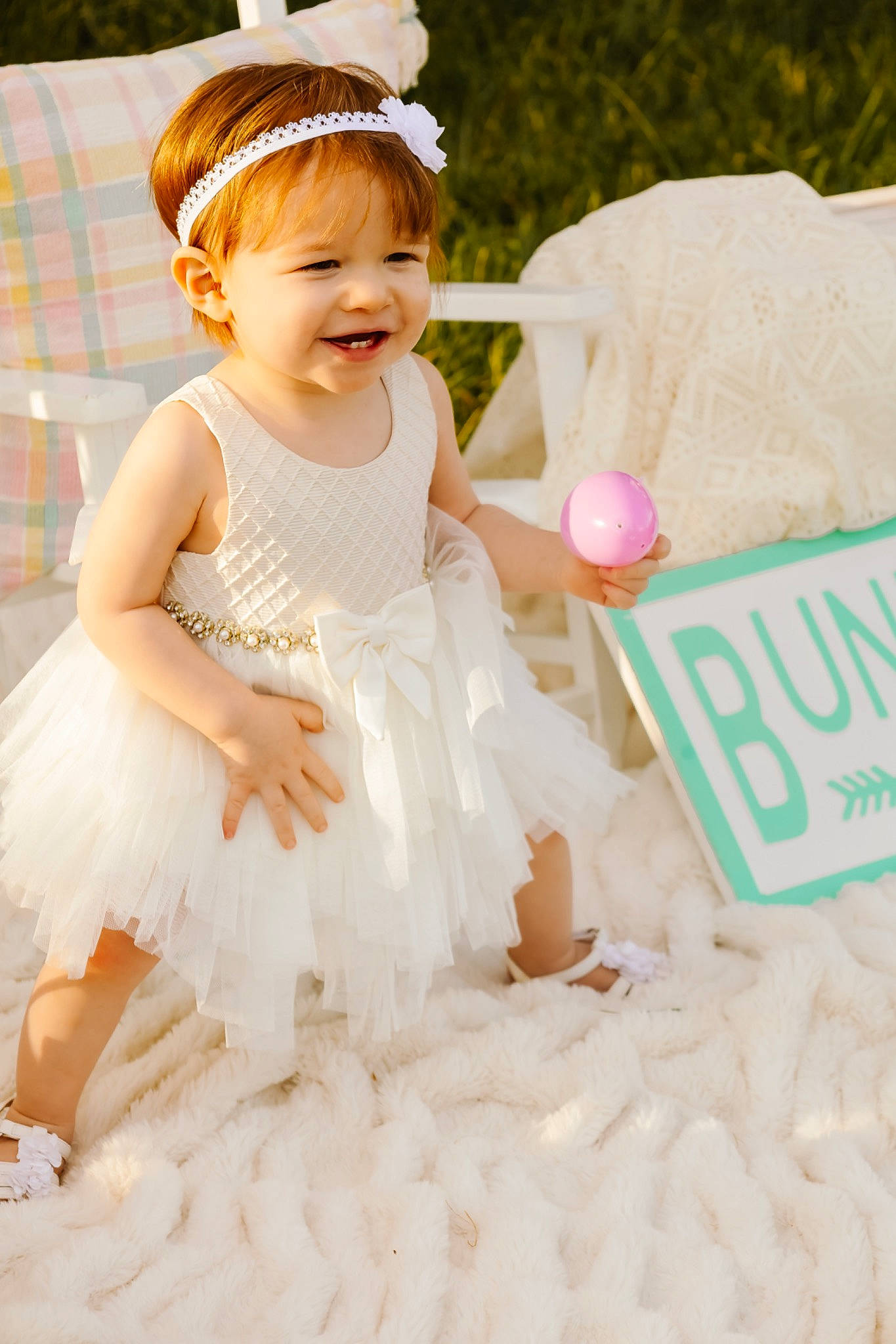 Kinsley joined the competition — help win amazing prizes! baby, baby_toddler_clothing, balloon, beauty, child, dress, face, facial_expression, flash_photography, fun, gesture, grass, happy, headgear, headpiece, joy, person, pink, sleeve, smile