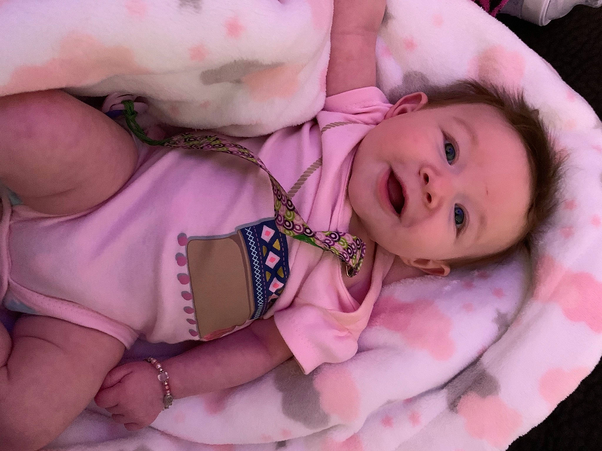 Kinsley Grace joined the competition — help win amazing prizes! baby, baby_toddler_clothing, beauty, cheek, doll, eye, eyelash, face, hand, happy, human_body, iris, lip, mouth, nose, person, pink, purple, skin, textile