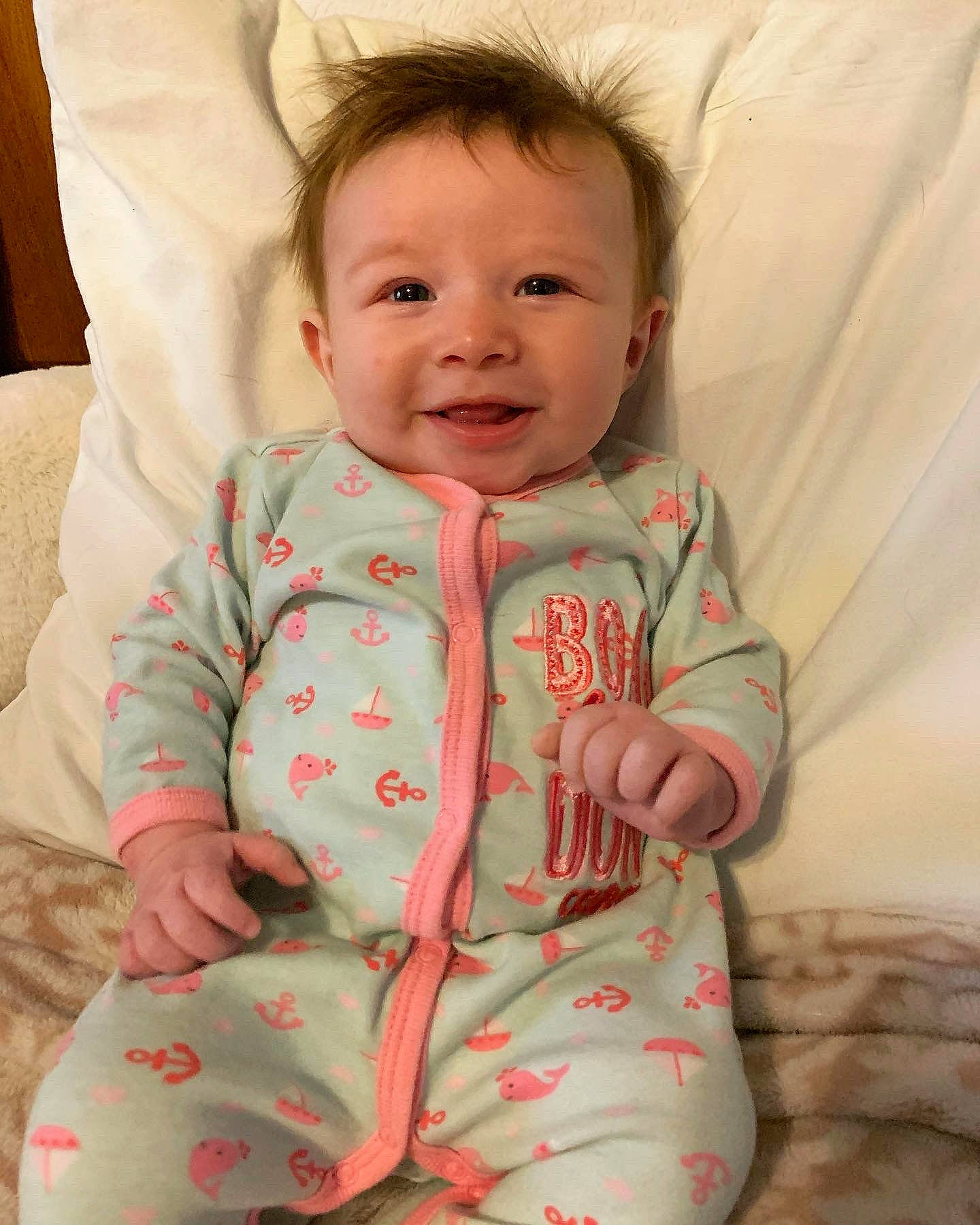 Kinsley Grace is registered to the contest to win money with this photo: baby, baby_toddler_clothing, cheek, collar, comfort, dress, eye, face, finger, head, joy, lip, neck, nose, outerwear, person, pink, product, skin, sleeve