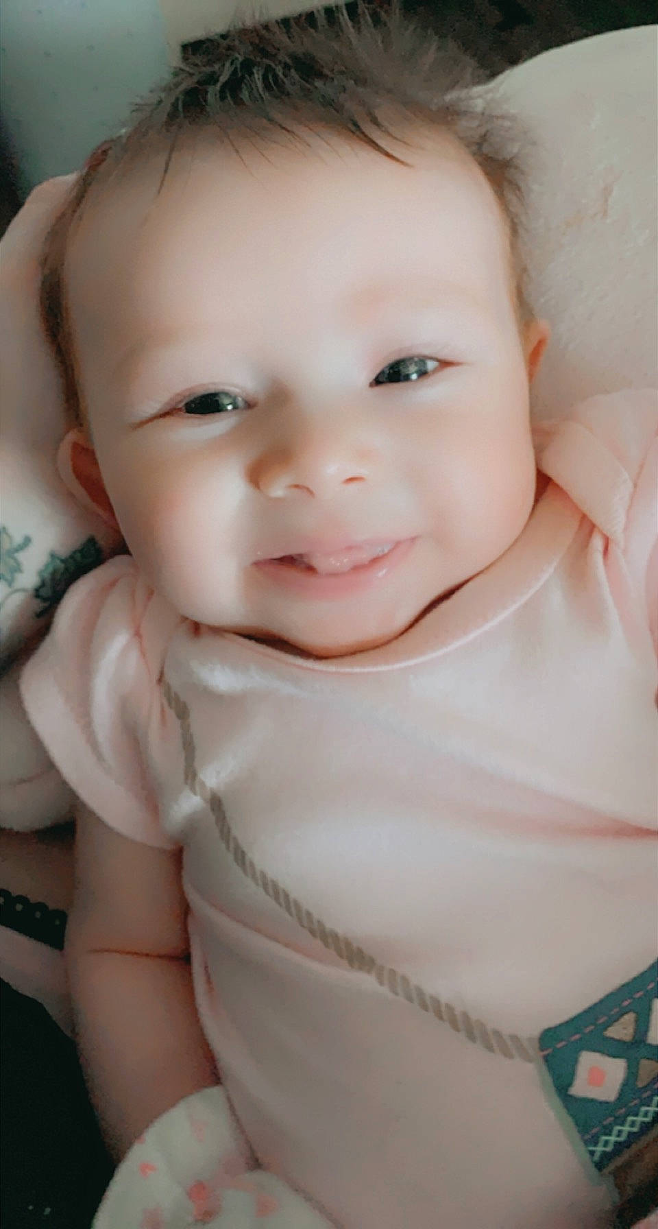 Kinsley Grace is registered to the contest to win money with this photo: baby_toddler_clothing, cheek, chin, eye, eyebrow, eyelash, hand, head, human_body, iris, lip, mouth, muscle, neck, nose, person, product, skin, sleeve, smile