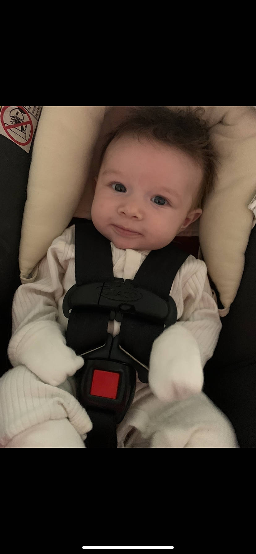 Kinsley Grace joined the competition — help win amazing prizes! arm, baby, baby_carriage, baby_toddler_clothing, cheek, comfort, dress, finger, flash_photography, gesture, happy, iris, lip, nose, outerwear, person, seat_belt, skin, sleeve, smile