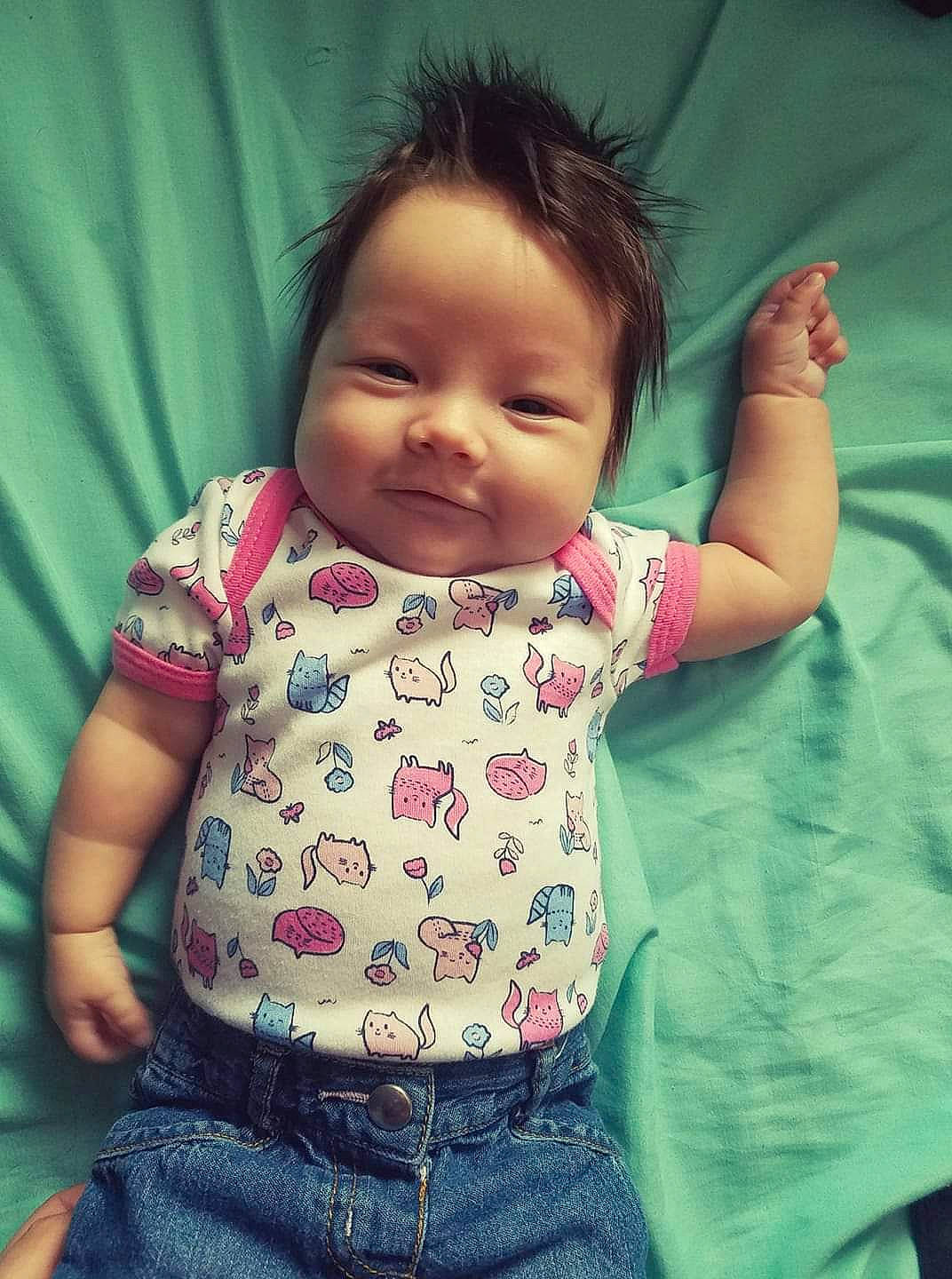 Hadlie is registered to the contest to win money with this photo: arm, baby, beauty, cheek, child, chin, cool, eye, face, forehead, fun, happy, head, lip, nose, person, pink, skin, sleeve, smile