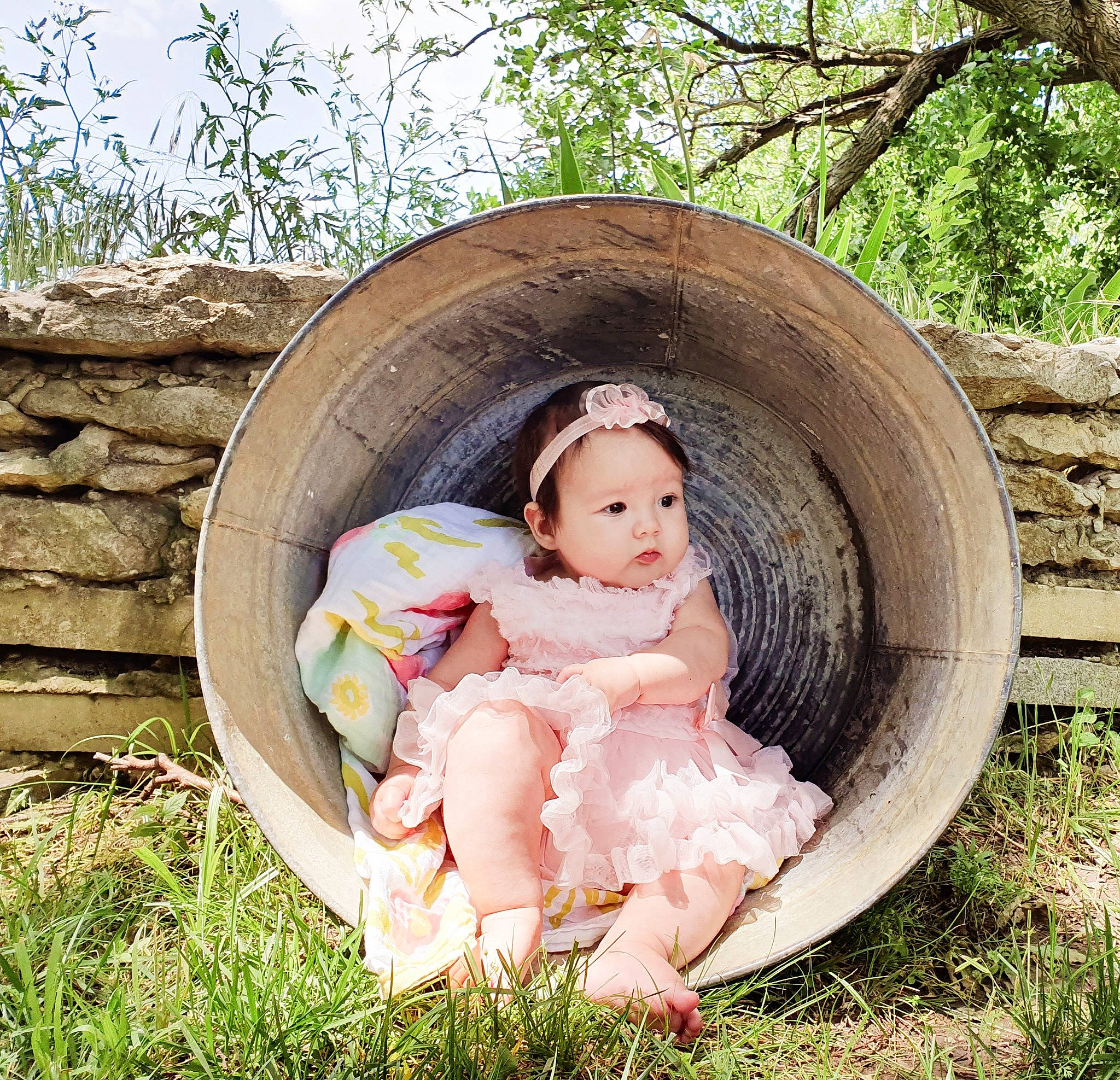 Hadlie joined the competition — help win amazing prizes! baby, beauty, child, dress, eye, grass, happy, headgear, person, photograph, photography, pink, plant, summer, toddler, tree