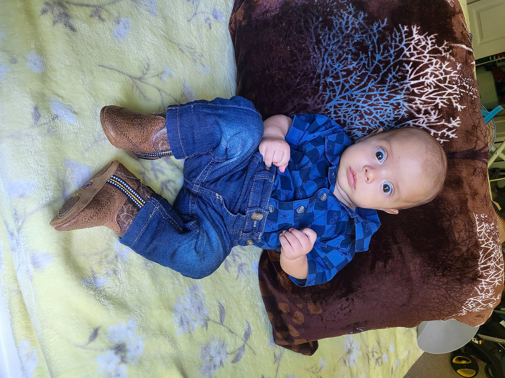 Erick joined the competition — help win amazing prizes! baby, baby_toddler_clothing, child, comfort, electric_blue, fun, hat, pattern, person, plant, sitting, toddler, tree, winter