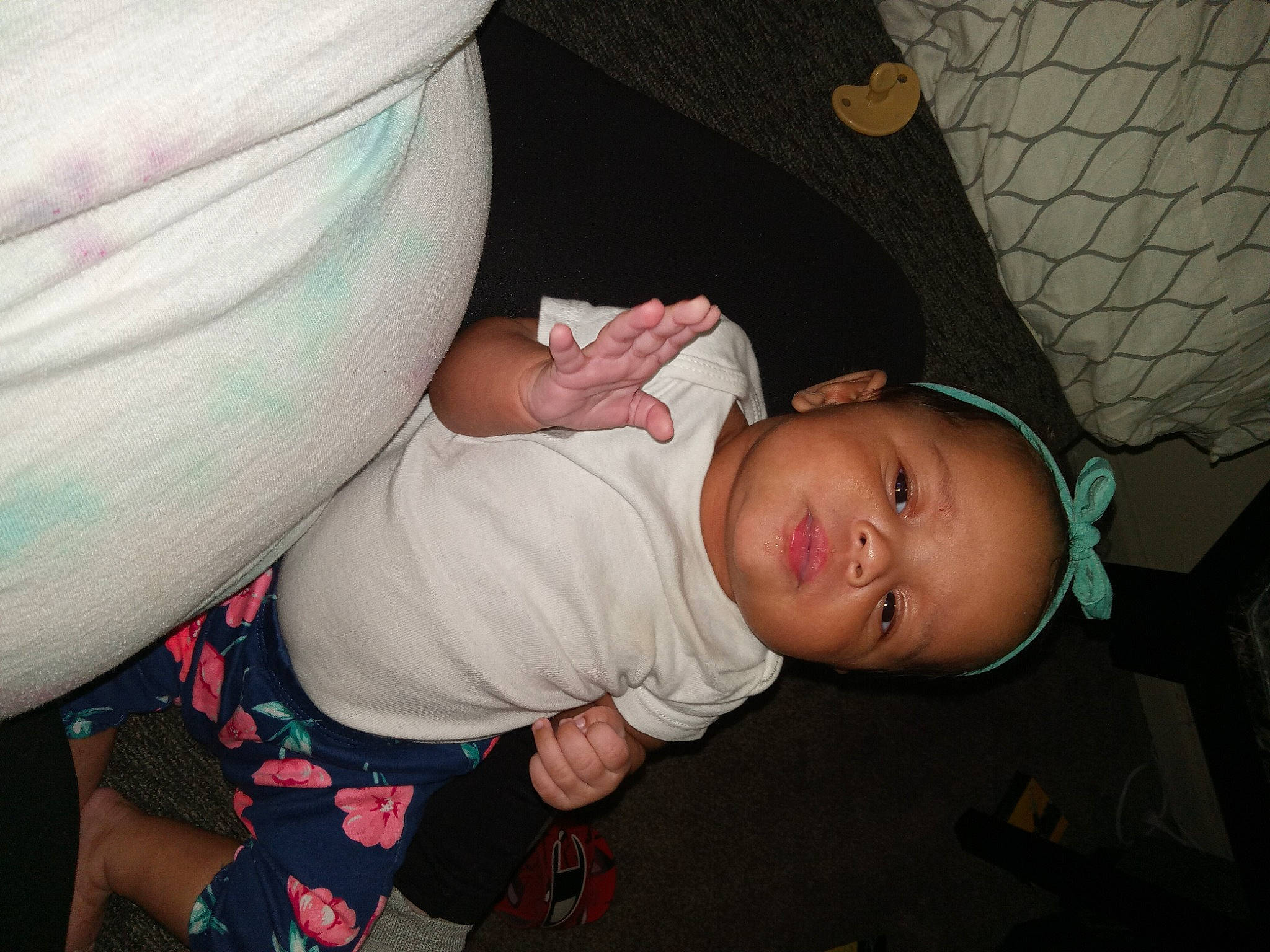 Taliyah joined the competition — help win amazing prizes! abdomen, baby, baby_products, baby_toddler_clothing, cheek, child, comfort, elbow, fun, gesture, mouth, nail, pattern, person, sitting, skin, sleep, sleeve, thumb, toddler