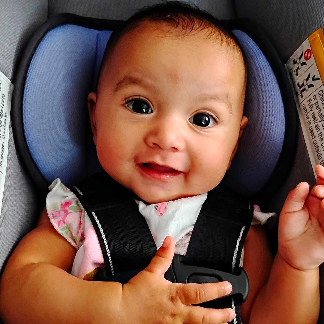 Halo joined the competition — help win amazing prizes! baby, car_seat, child, closeup, clothing, cute, fabric, face, hand, happy, head, indoors, infant, portrait, safety, seat, seatbelt, smiling, straps, toddler