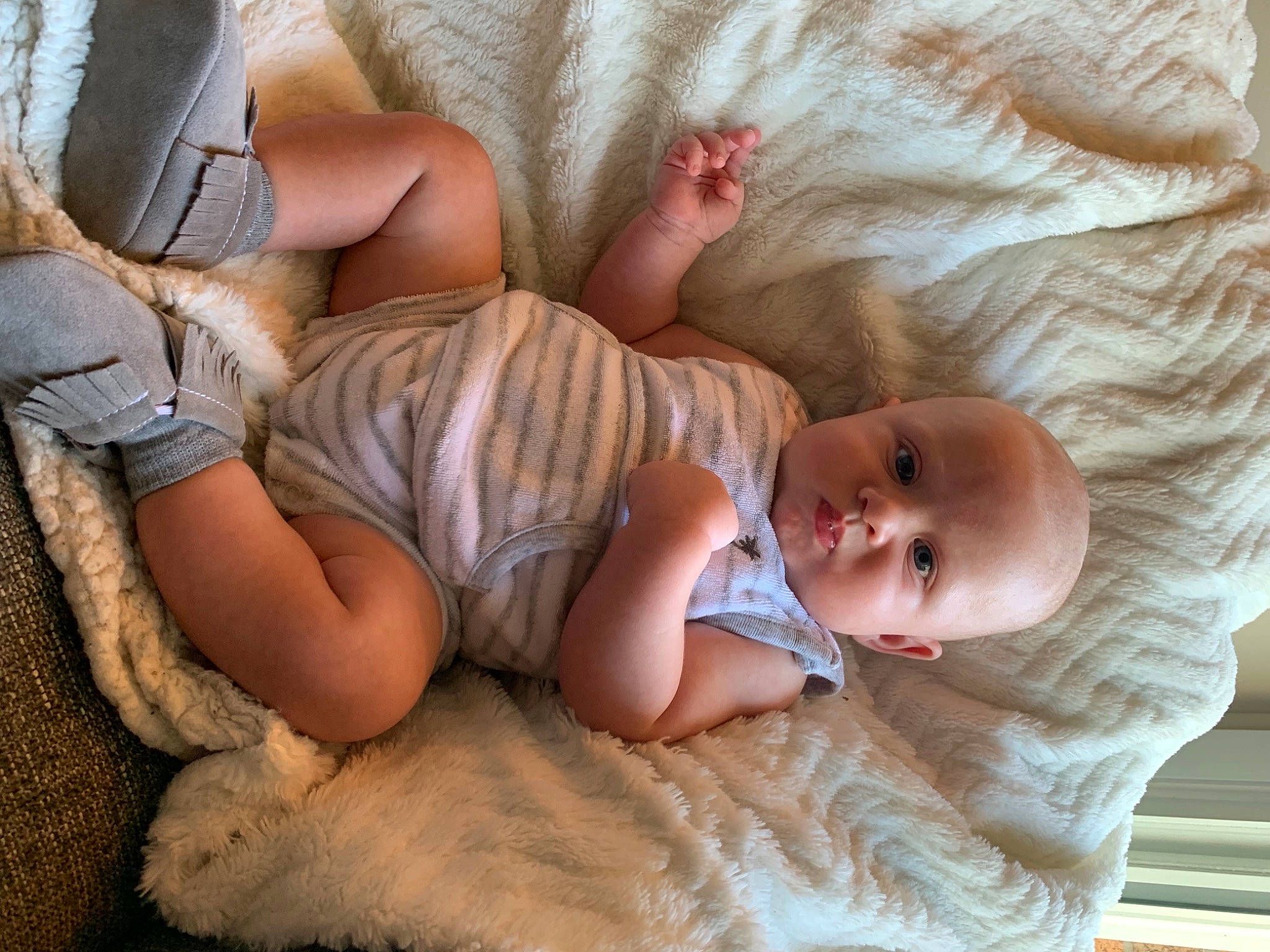 Finnegan joined the competition — help win amazing prizes! baby, baby_sleeping, baby_toddler_clothing, comfort, eye, finger, glasses, headgear, human, human_body, linens, mouth, muscle, person, product, skin, textile, thigh, toddler, vertebrate