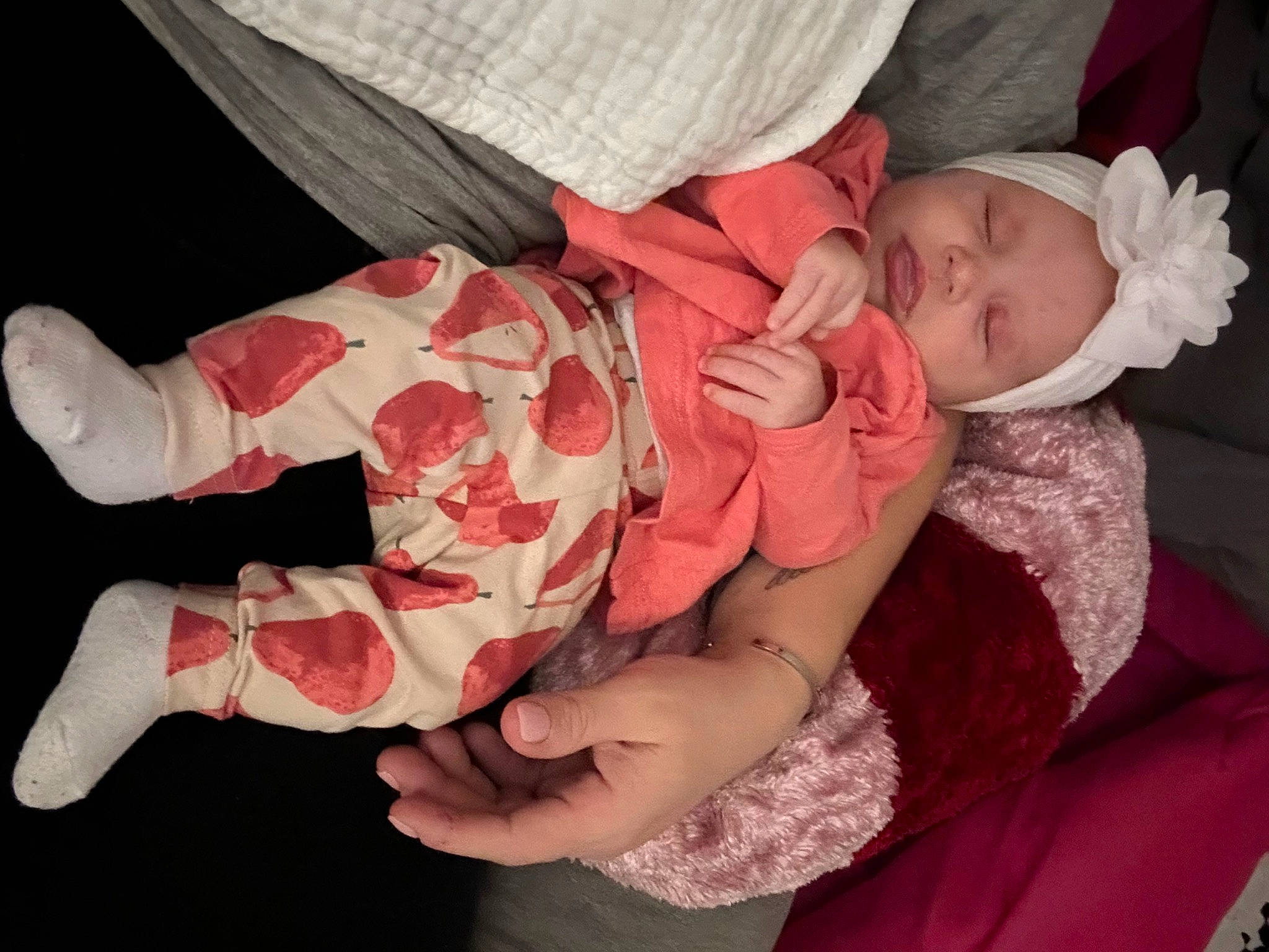 Isabella joined the competition — help win amazing prizes! baby, baby_products, baby_sleeping, baby_toddler_clothing, carmine, cheek, child, comfort, finger, gesture, happy, headwear, human_leg, lap, magenta, nail, person, pink, skin, sleeve