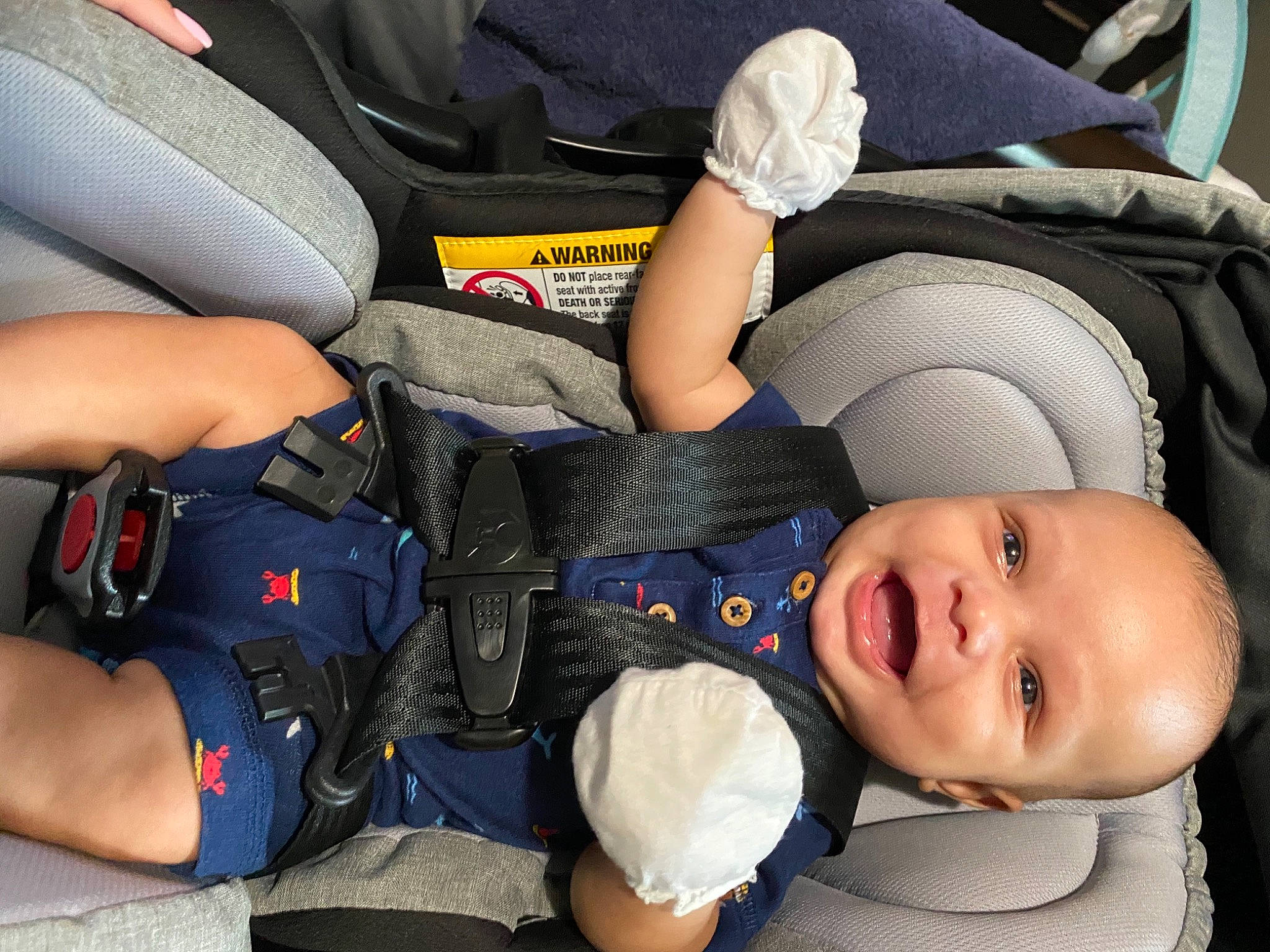 Jalen joined the competition — help win amazing prizes! baby, baby_carriage, baby_in_car_seat, baby_products, baby_safety, baby_toddler_clothing, car_seat, child, comfort, glove, person, product, strap, toddler
