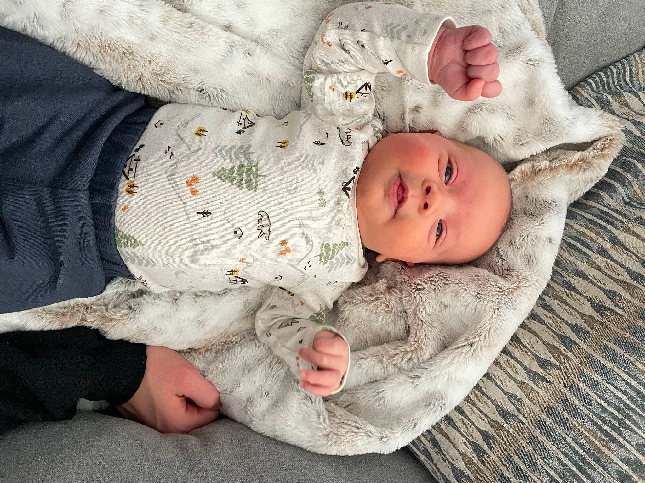 Clay is registered to the contest to win money with this photo: baby, baby_products, baby_safety, baby_sleeping, baby_toddler_clothing, child, comfort, eye, face, gesture, head, human_body, infant_bodysuit, linens, nap, pattern, person, skin, sleep, sleeve