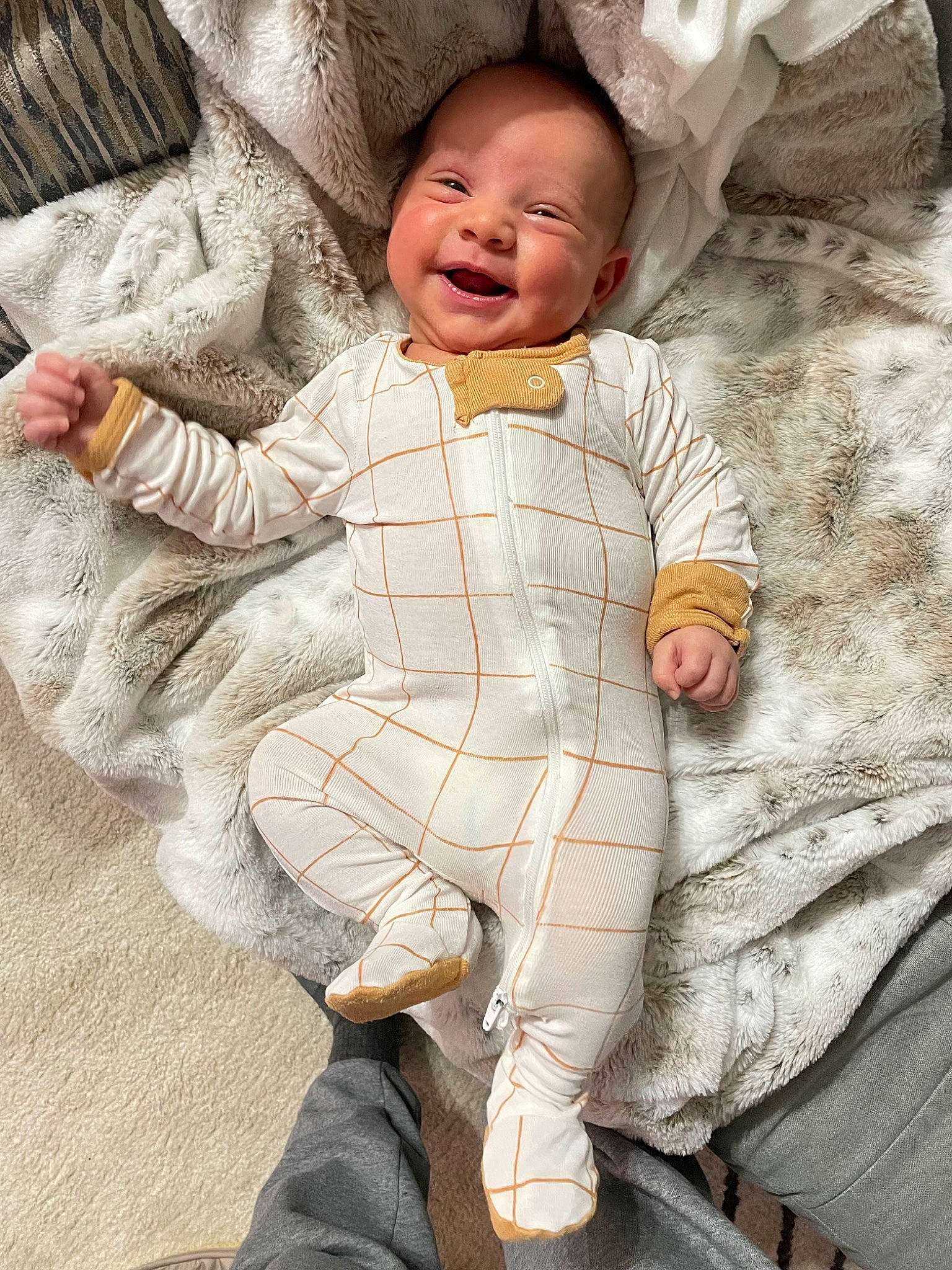 Clay joined the competition — help win amazing prizes! baby, baby_toddler_clothing, cheek, child, comfort, eye, fur, gesture, happy, head, linens, mammal, person, skin, sleeve, smile, textile, thumb, toddler, white