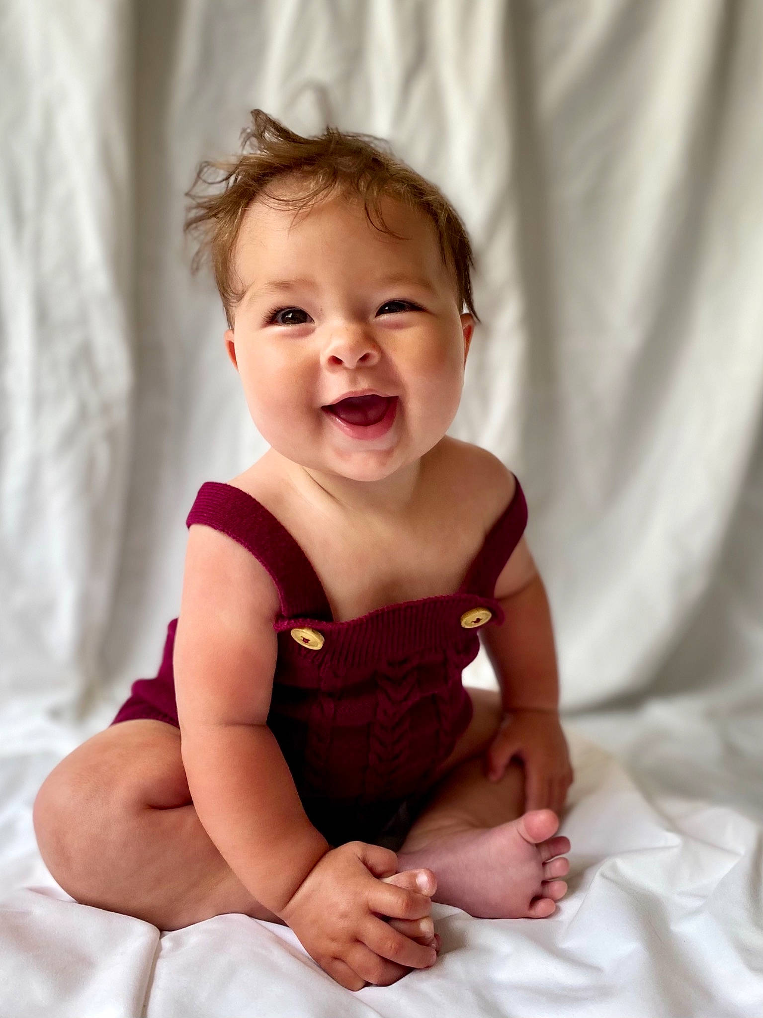 Eliza joined the competition — help win amazing prizes! baby, baby_toddler_clothing, beauty, child, comfort, day_dress, dress, elbow, embellishment, flash_photography, happy, human_leg, joy, pattern, peach, person, pink, sitting, skin, sleeve