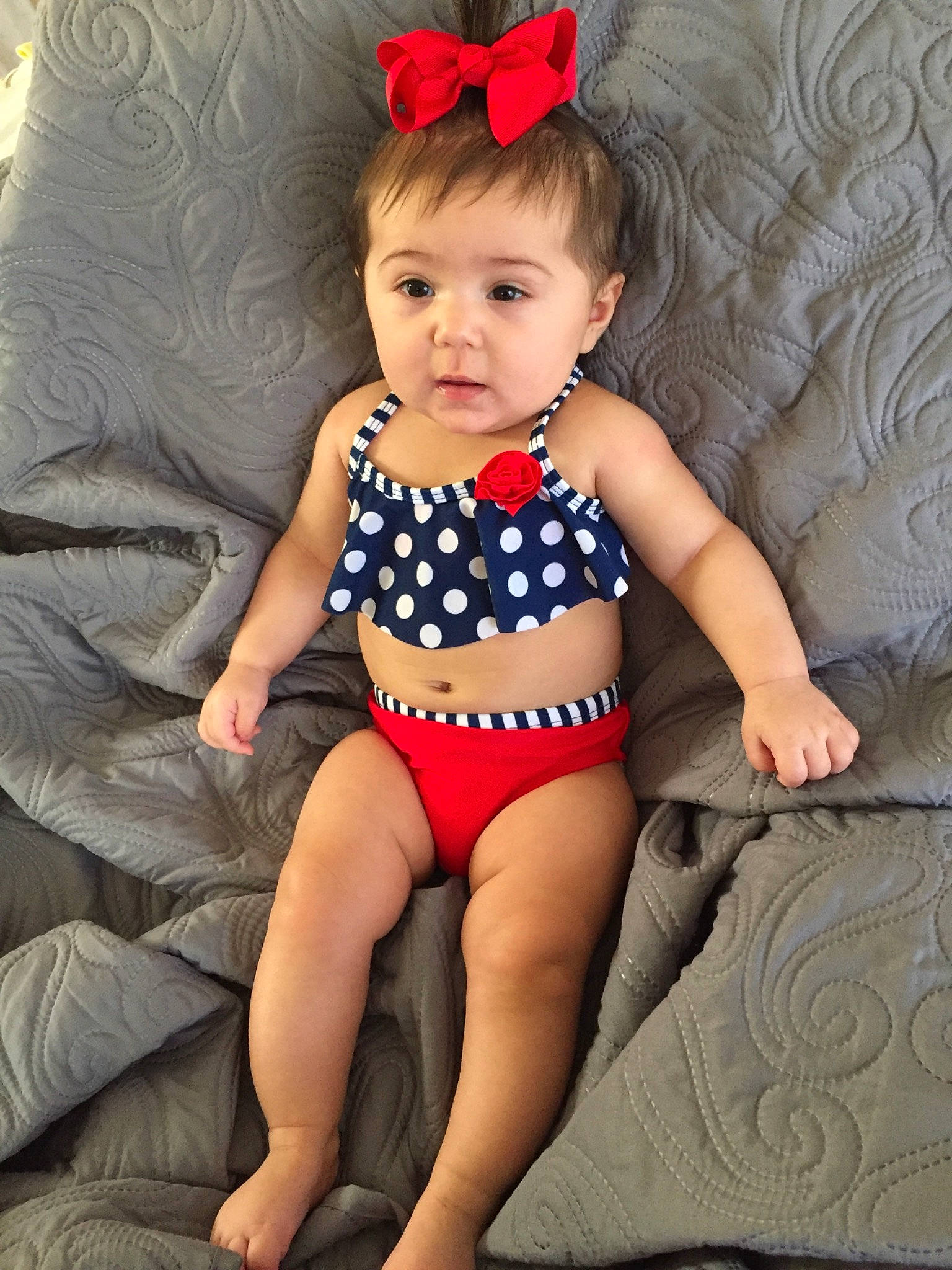 Ayah joined the competition — help win amazing prizes! abdomen, baby, baby_toddler_clothing, child, child_model, clothing, design, human_leg, leg, leotard, pattern, person, polka_dot, sitting, sportswear, swimwear, thigh, toddler