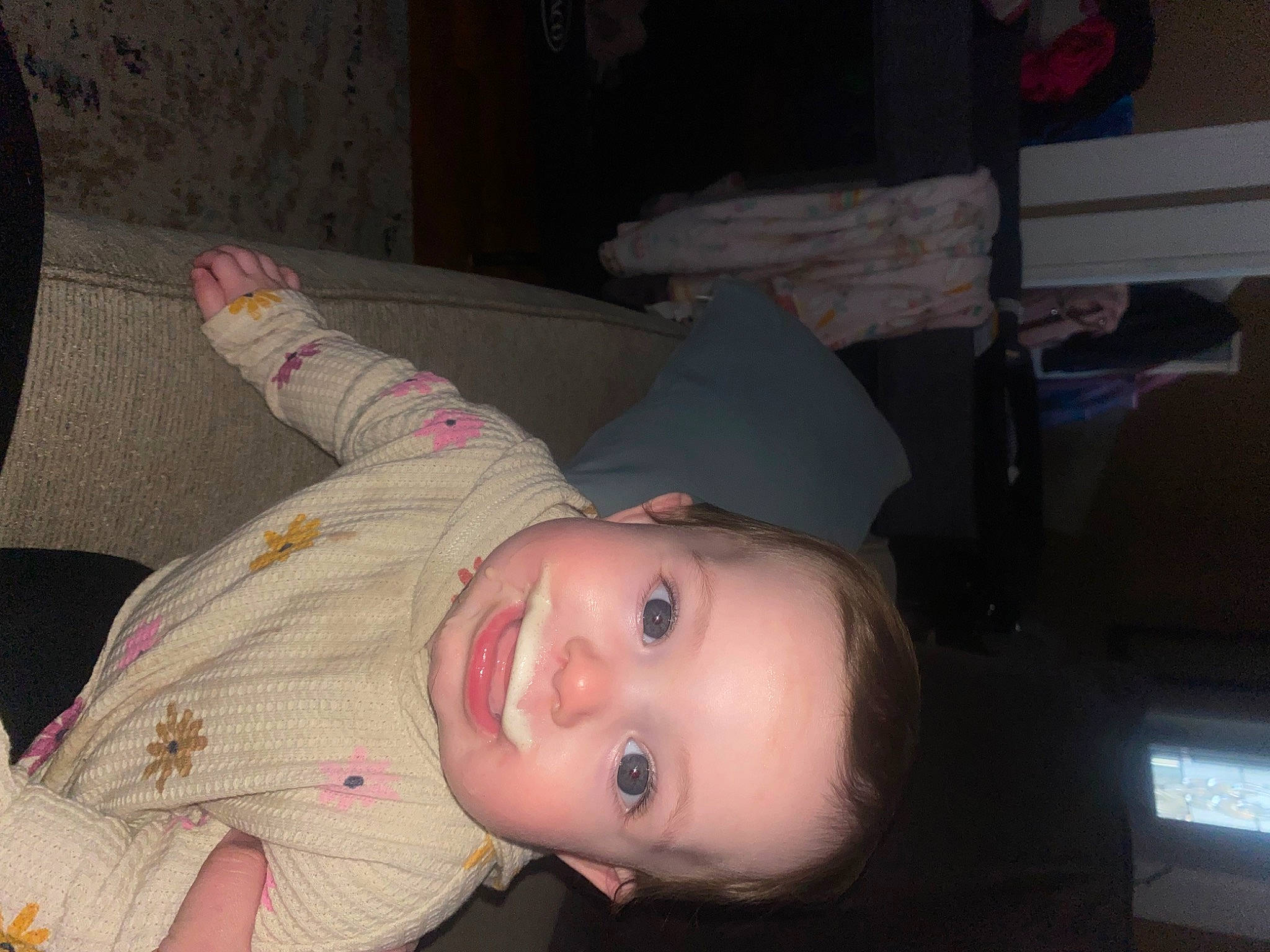 Emma is registered to the contest to win money with this photo: baby_toddler_clothing, cheek, child, curtain, ear, eyelash, fun, happy, jaw, joy, lip, mouth, nose, person, skin, smile, throat, toddler