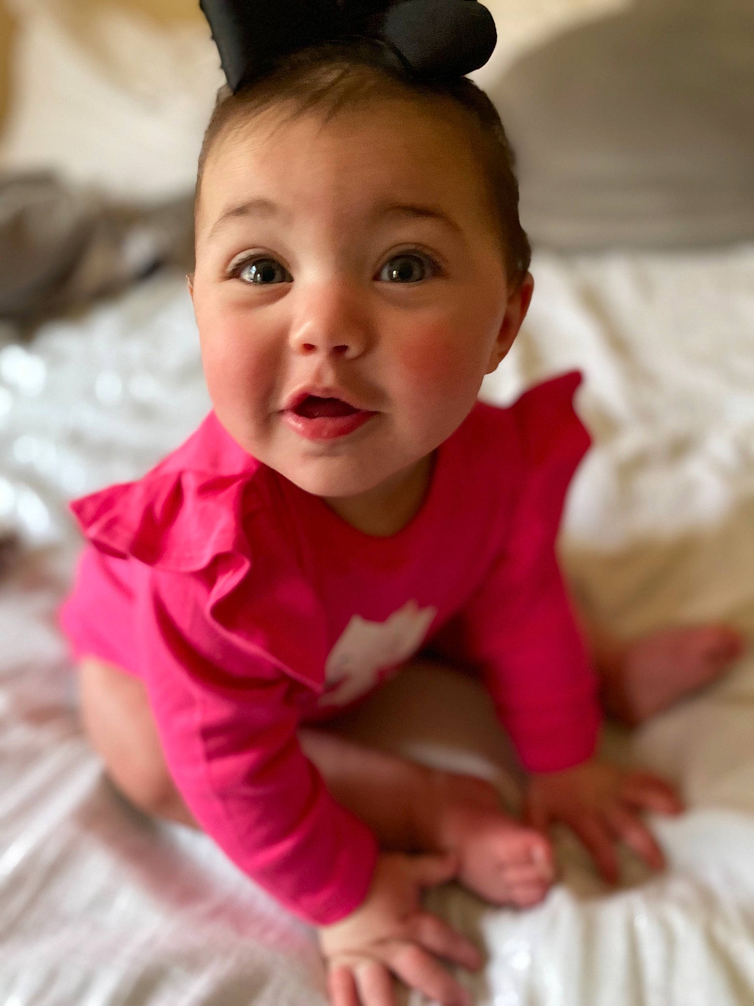 Kira joined the competition — help win amazing prizes! baby, beauty, cheek, child, ear, eye, face, facial_expression, head, iris, lip, mouth, nose, organ, people, person, pink, skin, sleeve, smile