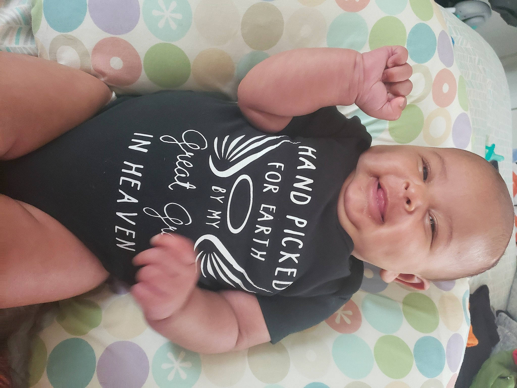 Mack is registered to the contest to win money with this photo: arm, baby, baby_products, baby_toddler_clothing, birth, child, fashion_accessory, finger, gesture, hand, happy, headgear, love, nail, pattern, person, product, thumb, toddler