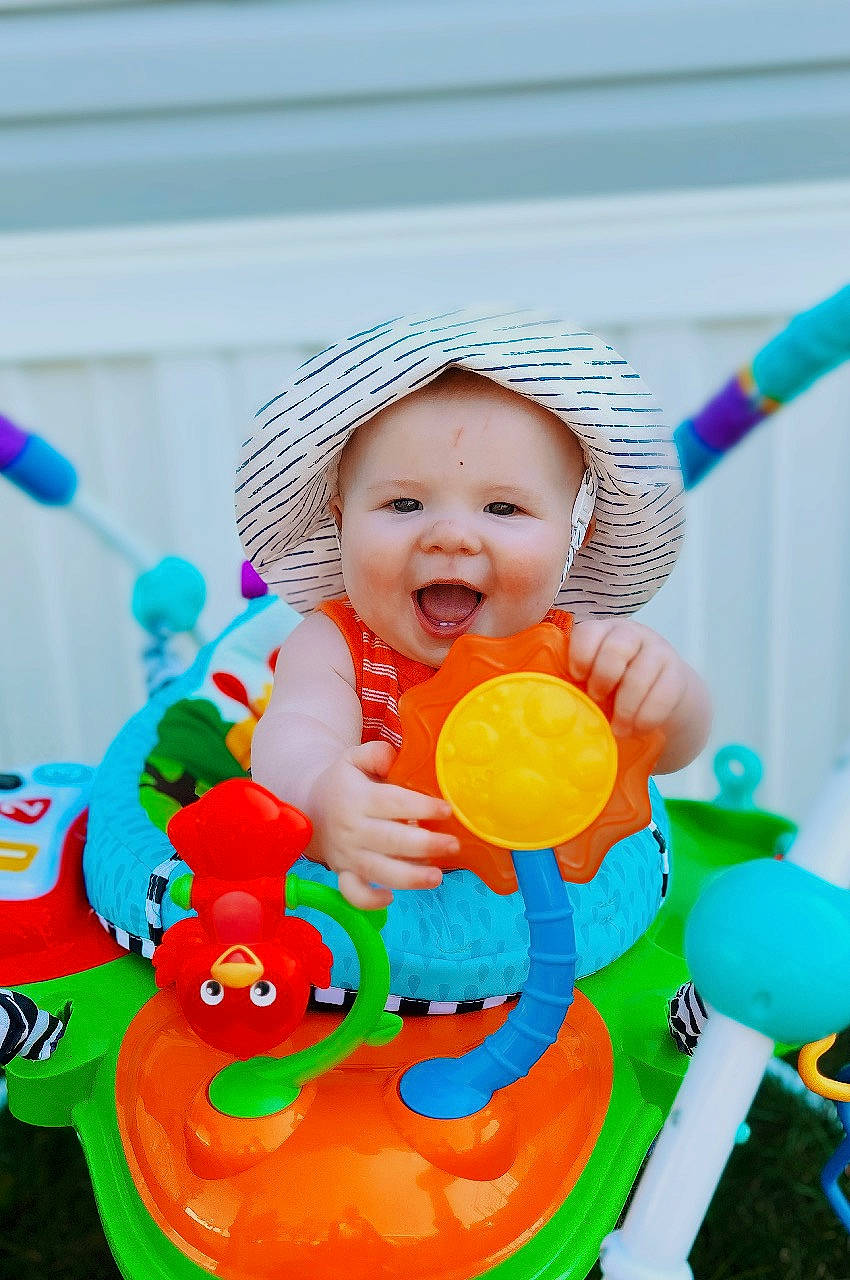 Hudson joined the competition — help win amazing prizes! baby, baby_playing_with_toys, baby_products, baby_toddler_clothing, baby_toys, child, event, fun, happy, hat, headgear, headwear, leisure, party, party_supply, person, play, recreation, smile, toddler