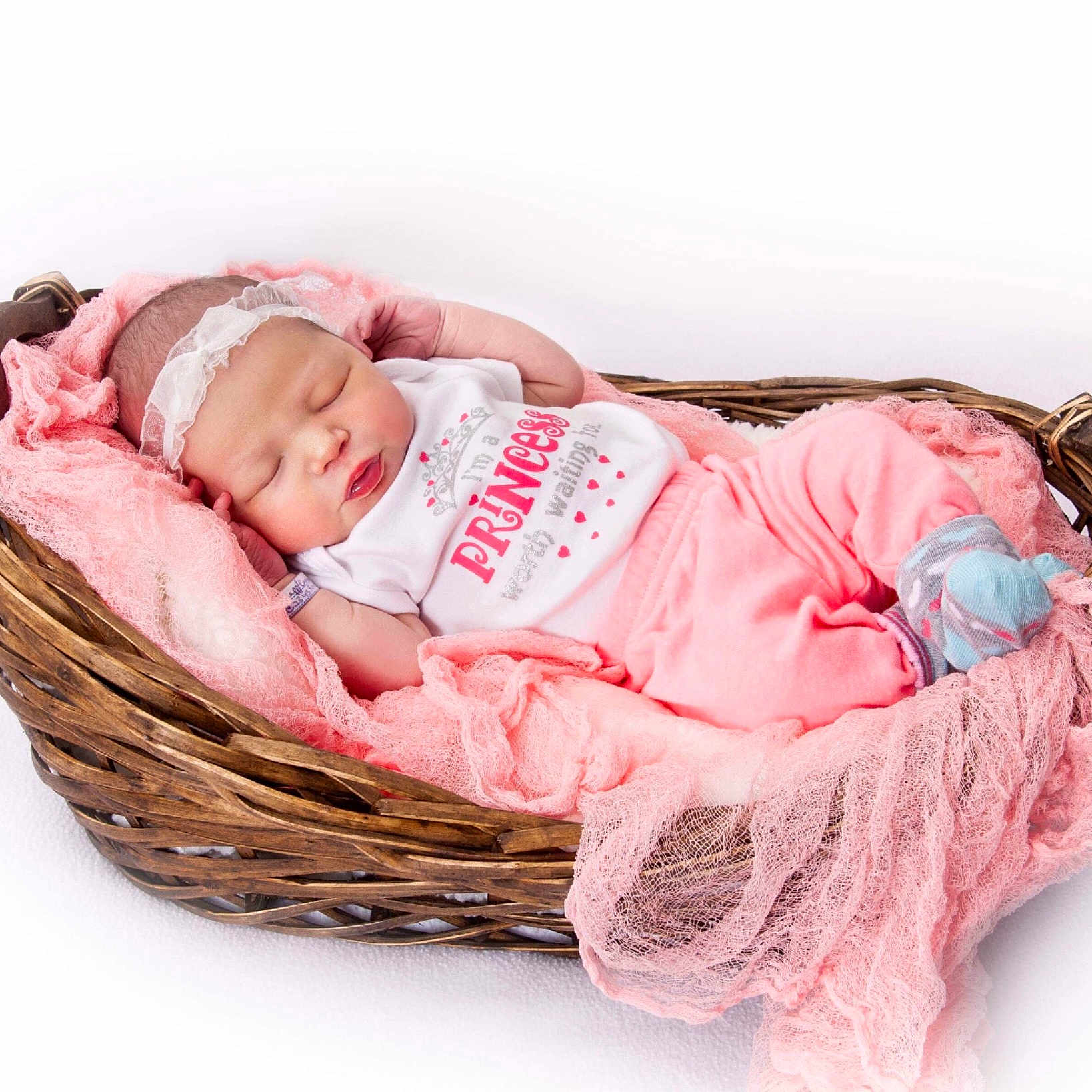 Bayley joined the competition — help win amazing prizes! baby_products, basket, bed, child, infant, infant_bed, person, pink, product, sleep
