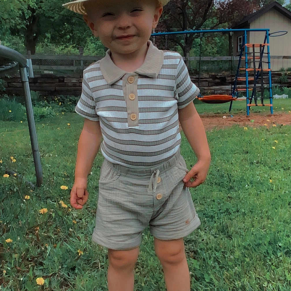 Cal joined the competition — help win amazing prizes! backyard, boy, child, clothing, face, grass, hat, head, male, nature, outdoors, park, person, photography, plant, portrait, shorts, summer, sunhat, yard