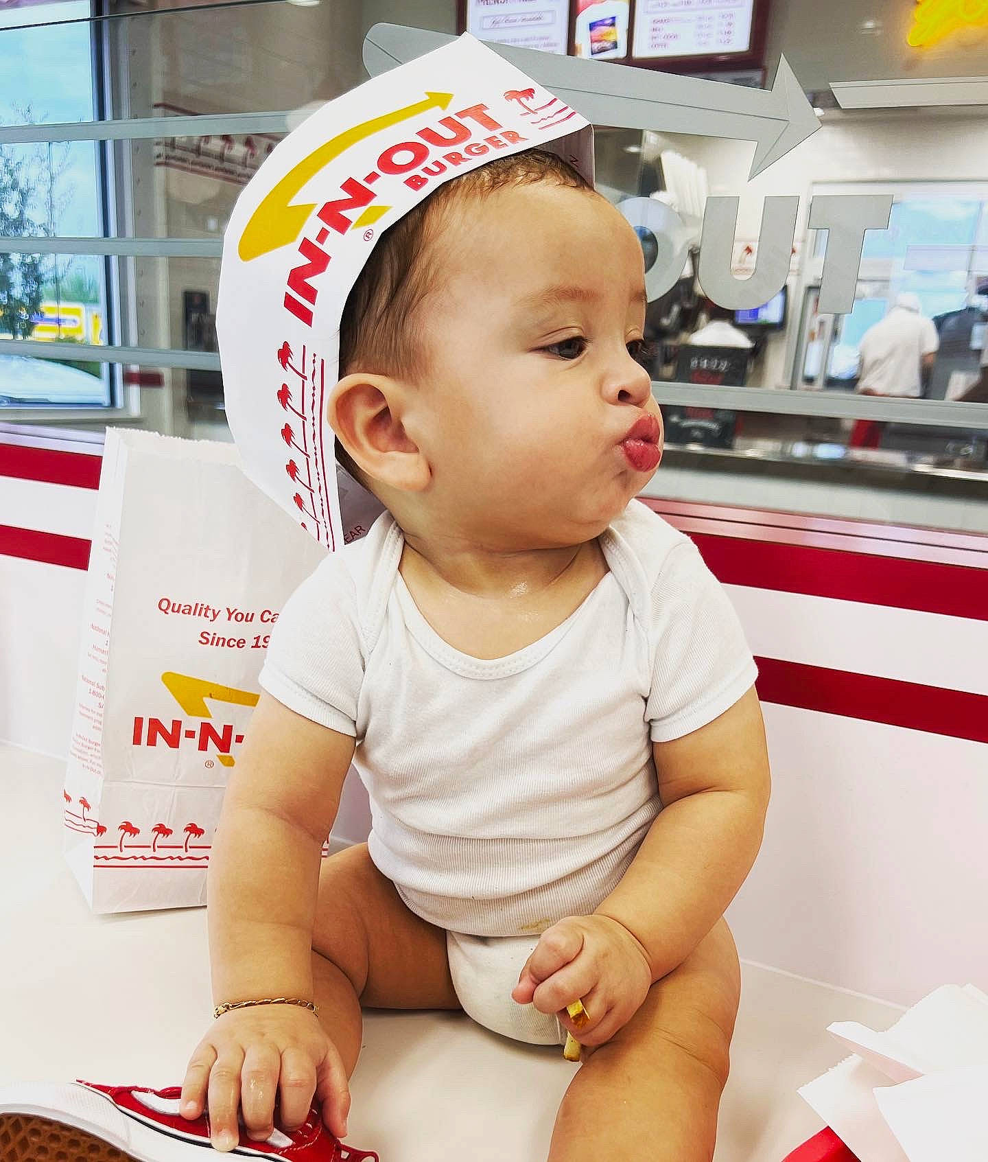 Alessio joined the competition — help win amazing prizes! baby, baby_toddler_clothing, cap, carmine, child, cleanliness, cool, flooring, fun, happy, person, photograph, sitting, skin, sleeve, snapshot, t_shirt, television, toddler