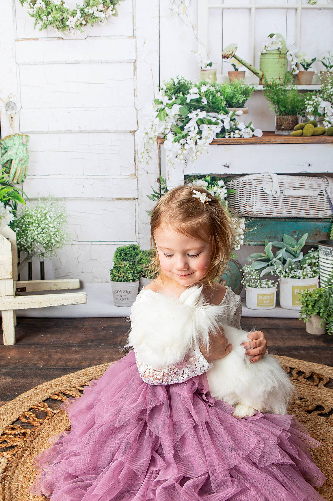 Harper is registered to the contest to win money with this photo: baby_toddler_clothing, blue, bridal_clothing, child, dress, embellishment, face, flowerpot, formal_wear, gown, grass, happy, joy, magenta, person, petal, photograph, pink, plant, snapshot