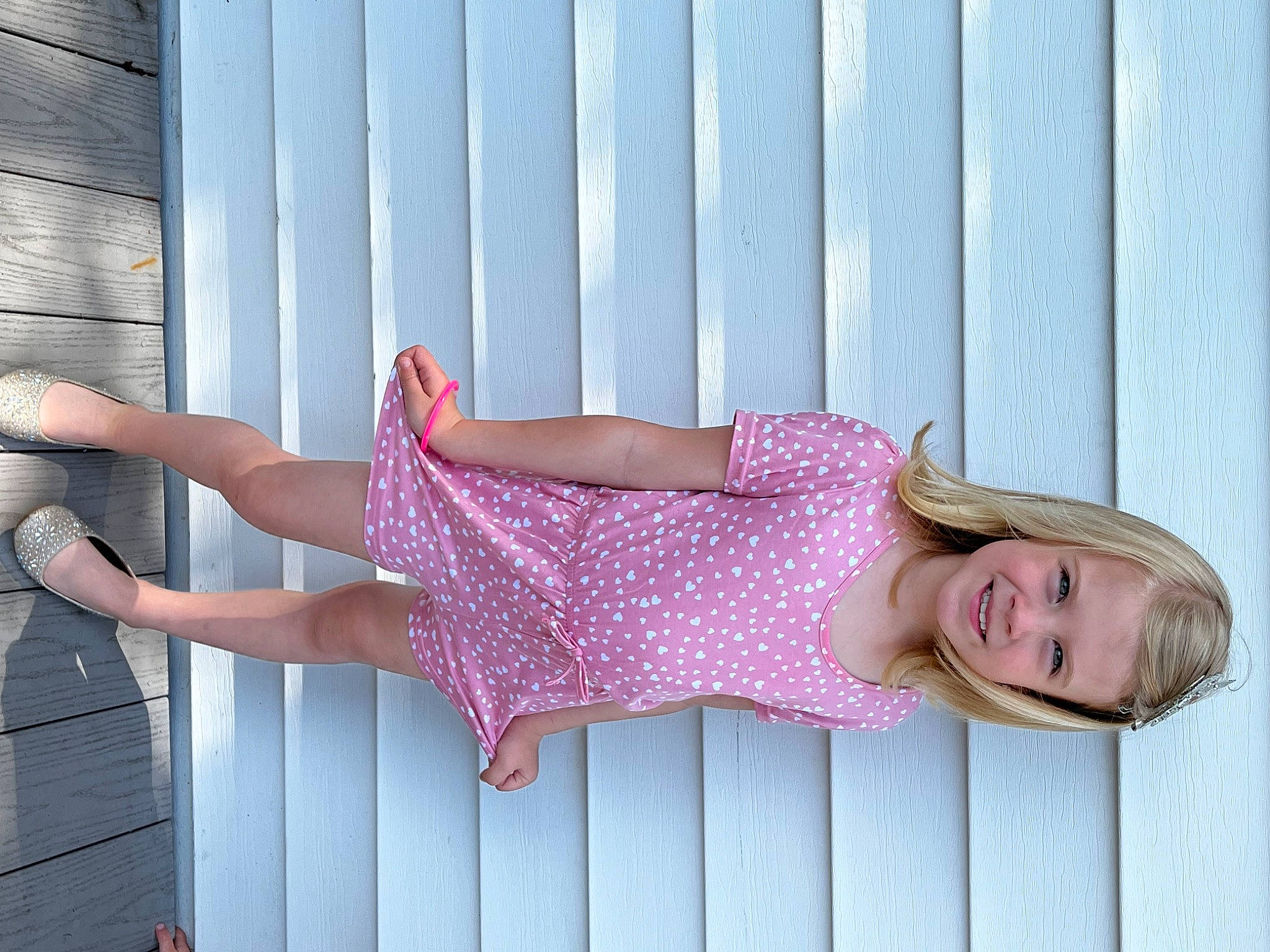 Addilyn is registered to the contest to win money with this photo: beauty, day_dress, dress, human_body, joint, joy, knee, magenta, one_piece_garment, pattern, person, pink, purple, red, shoulder, sleeve, street_fashion, textile, thigh, trunk