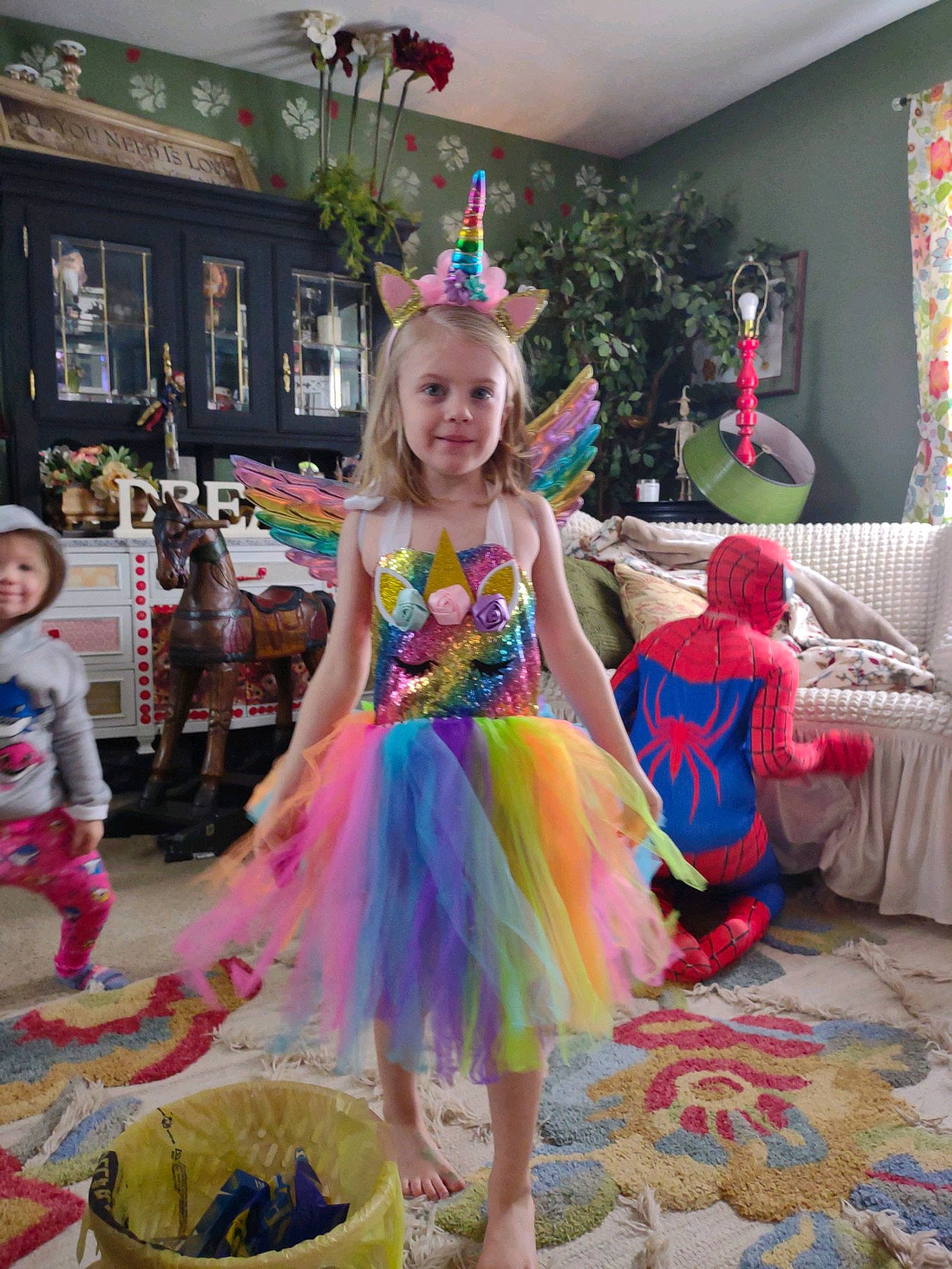 Addilyn is registered to the contest to win money with this photo: child, costume, costume_hat, event, fashion_design, flooring, fun, happy, hat, holiday, joy, leisure, magenta, party, party_supply, person, pink, plant, purple, smile