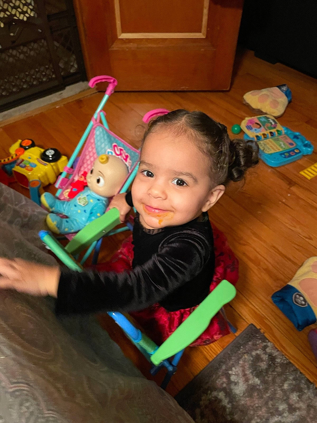 Adayln joined the competition — help win amazing prizes! baby, baby_toddler_clothing, chair, cheek, child, event, eye, flooring, fun, happy, hardwood, head, holiday, joy, leisure, person, play, room, sitting, smile