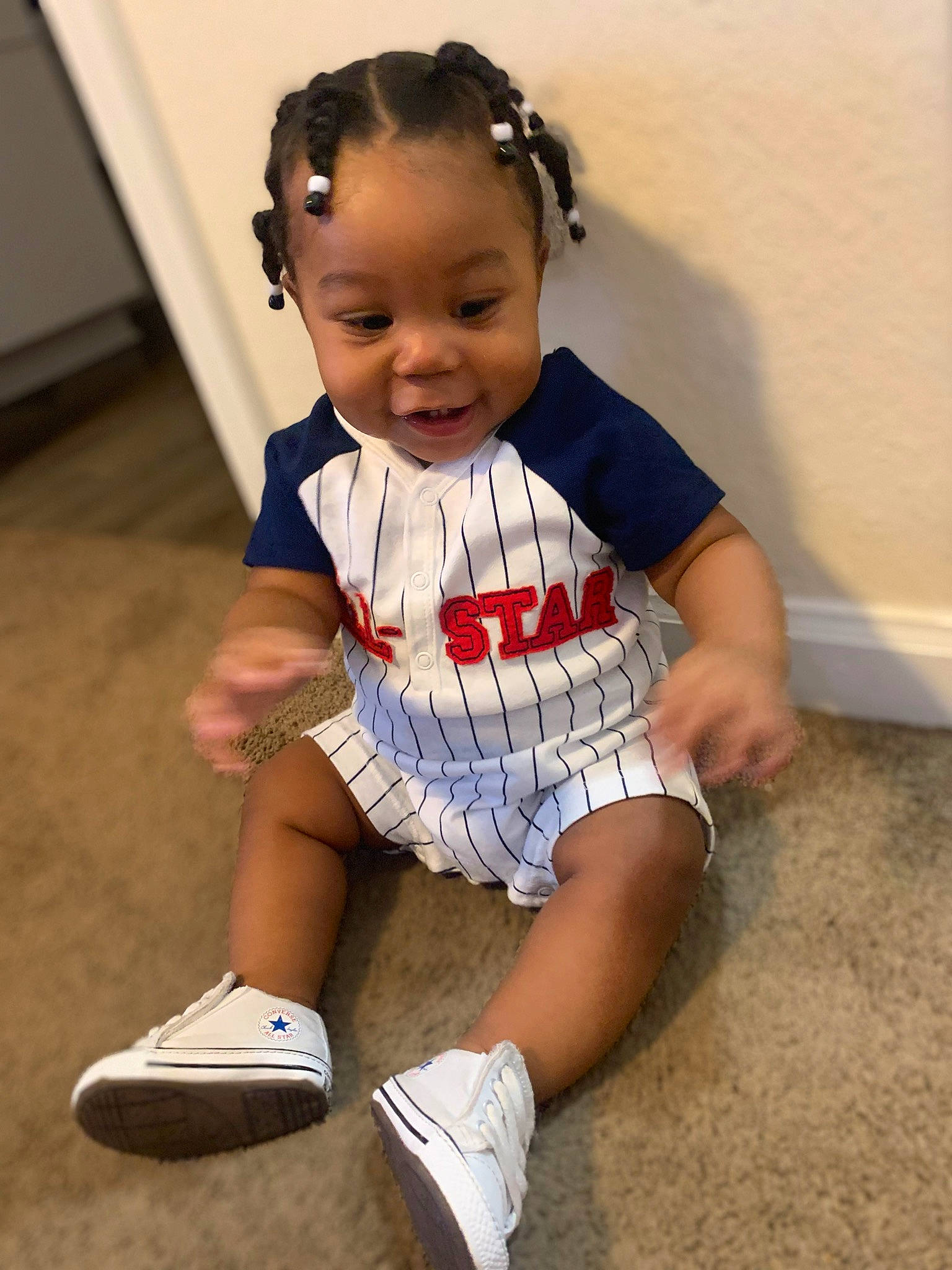 Nasír joined the competition — help win amazing prizes! baby_toddler_clothing, electric_blue, flooring, fun, happy, head, human_leg, joint, knee, neck, pattern, person, shoe, shorts, sleeve, smile, sportswear, t_shirt, thigh, toddler