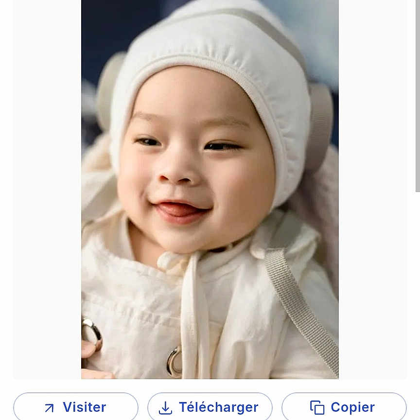 Telio a rejoint le concours — aidez-le/la à gagner de superbes lots ! baby, child, smiling, portrait, white_hat, clothing, face, headwear, cute, infant, happy, apparel, baby_clothes, person, closeup, indoor, webpage, mobile_screen, browser, user_interface