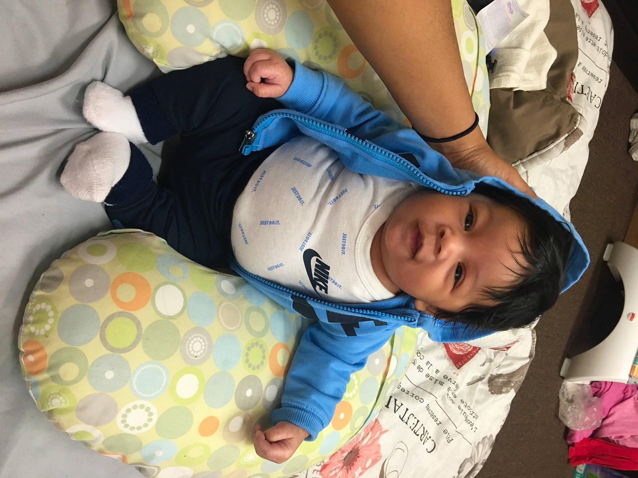 Jayden Lewis is registered to the contest to win money with this photo: baby, baby_products, baby_toddler_clothing, child, comfort, mouth, person, toddler