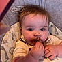 Theo joined the competition — help win amazing prizes! baby, child, chocolate, messy, high_chair, face, hands, eating, food, cute, infant, clothing, indoor, portrait, closeup, person, feeding, expression, seat, graco