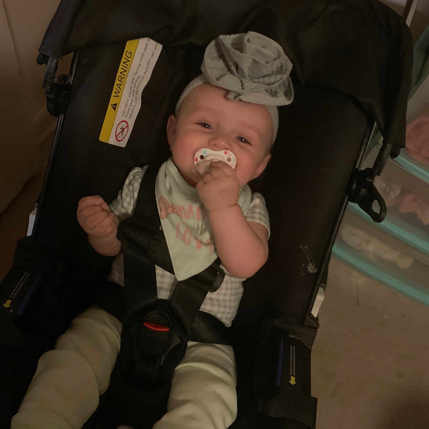 Serenity-Faith joined the competition — help win amazing prizes! accessory, baby, baby_clothes, car_seat, child, clothing, comfort, cute, flower, happy, headband, indoor, infant, pacifier, person, safety_harness, seated, smiling, stroller, toddler