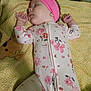Juniper is registered to the contest to win money with this photo: baby, baby_girl, blanket, child, comfort, cozy, cute, floral_onesie, headwear, indoors, infant, peaceful, pink_headband, plush_toy, portrait, relaxed, sleep, sleeping, soft_texture, toddler