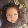 Juniper joined the competition — help win amazing prizes! baby, child, infant, car_seat, graco, hoodie, black_clothing, seatbelt, close_up, portrait, indoors, cute, face, eyes, young_child, sunlight, warm_light, car_safety, seat_strap, head_covering