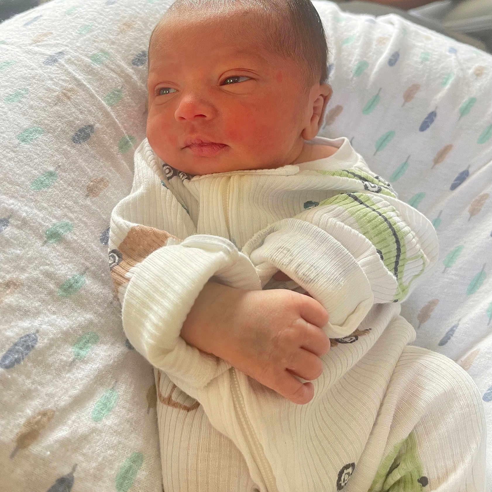 Noah joined the competition — help win amazing prizes! architecture, baby, bed, blanket, bodypart, building, clothing, face, finger, furniture, glove, hand, head, knitwear, newborn, person, photography, portrait, quilt, sweater