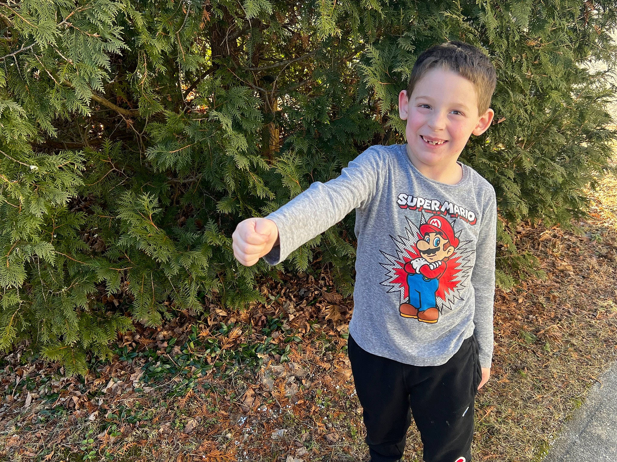 Damien joined the competition — help win amazing prizes! child, conifer, electric_blue, fun, garden, grass, happy, joy, leisure, nature, people_in_nature, person, plant, portrait_photography, shrub, sleeve, smile, soil, t_shirt, toddler