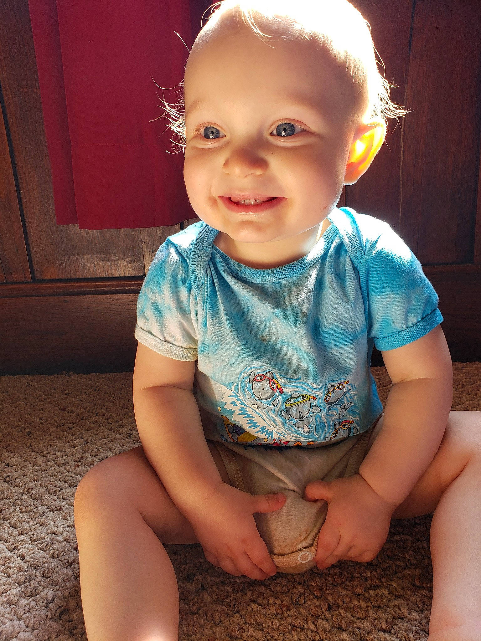 Konner joined the competition — help win amazing prizes! baby, baby_toddler_clothing, cheek, child, eye, face, head, joy, person, sitting, skin, smile, toddler